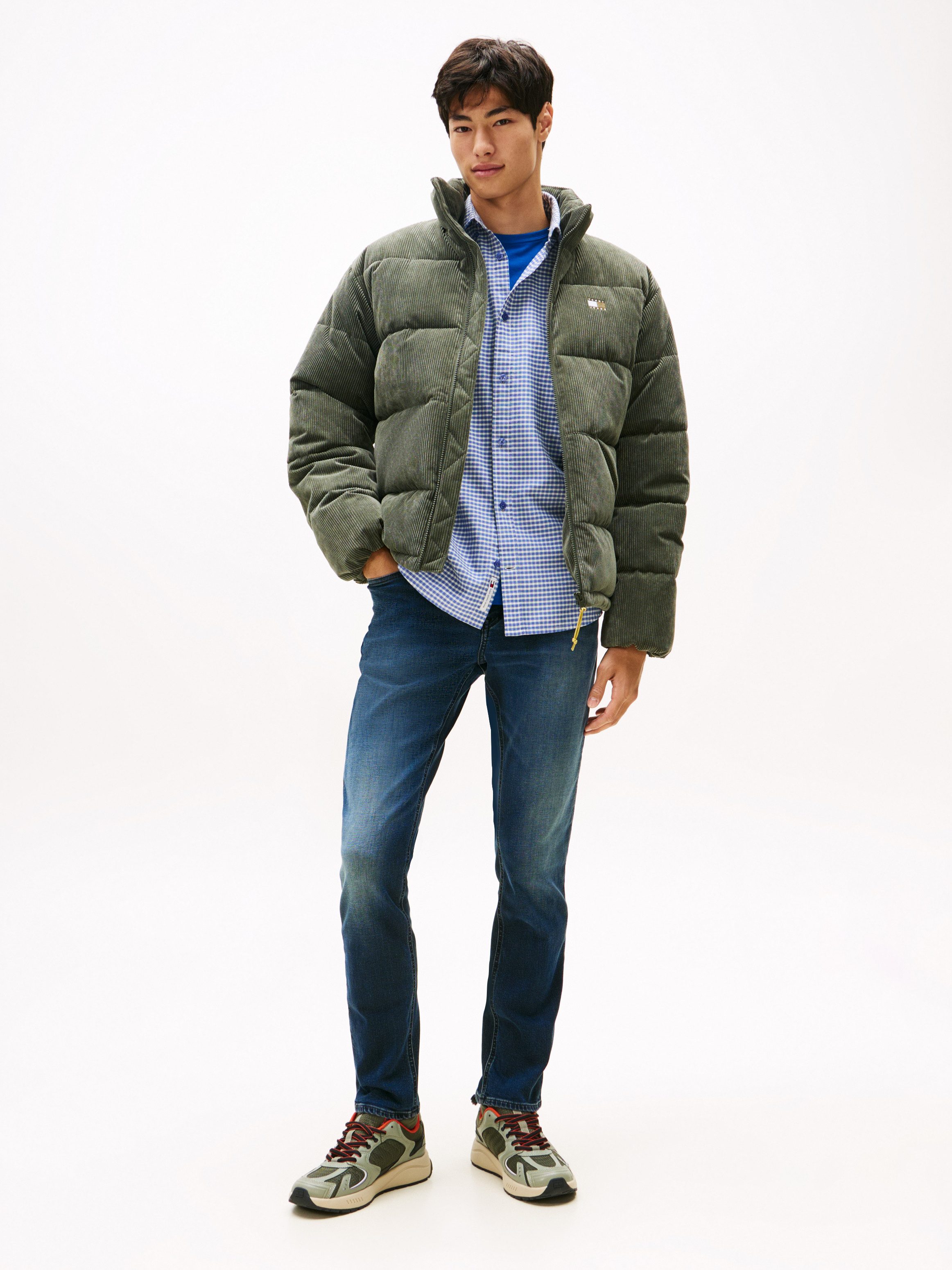 TOMMY JEANS Straight jeans SCANTON SLIM Met merkenlabel van leer achter