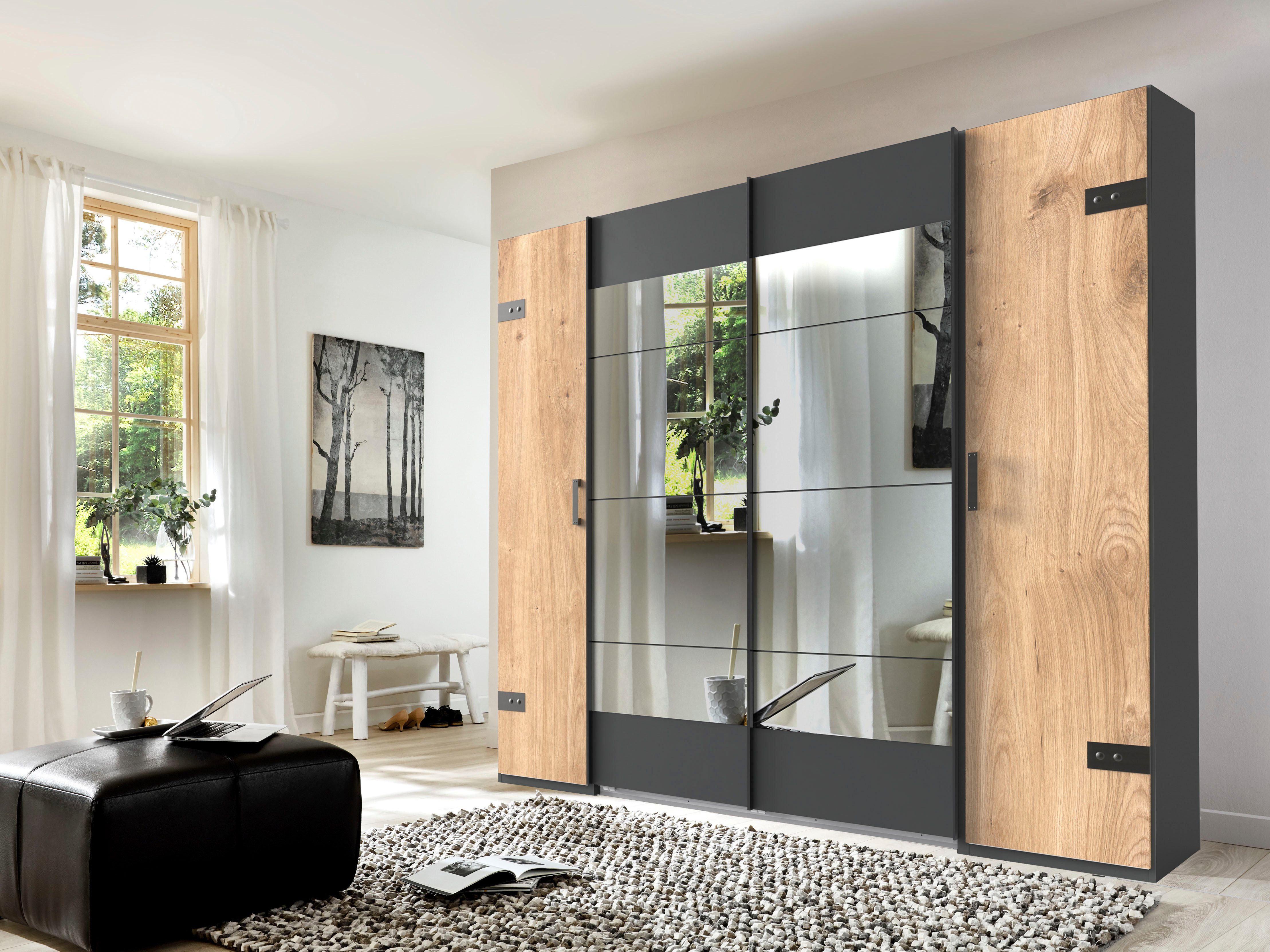 Wimex Schuifdeurkast Stockholm, slaapkamerkast met industriële look, rustieke uitstraling