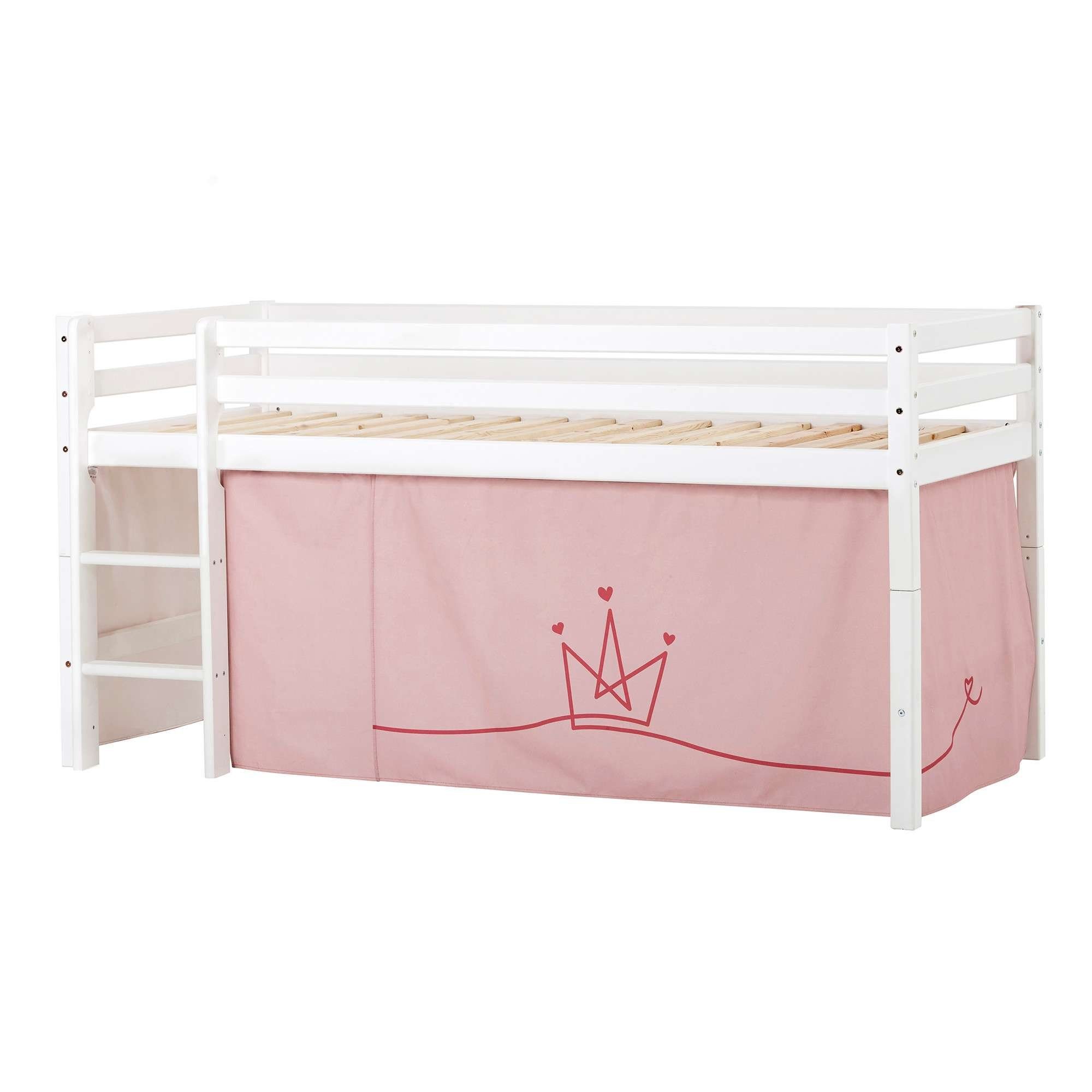 Hoppekids Hoogslaper ECO Dream, kinderbed, speelbed, halfhoog bed van massief hout hoogslapers maat 101 cm x 208 cm x 105 cm roze