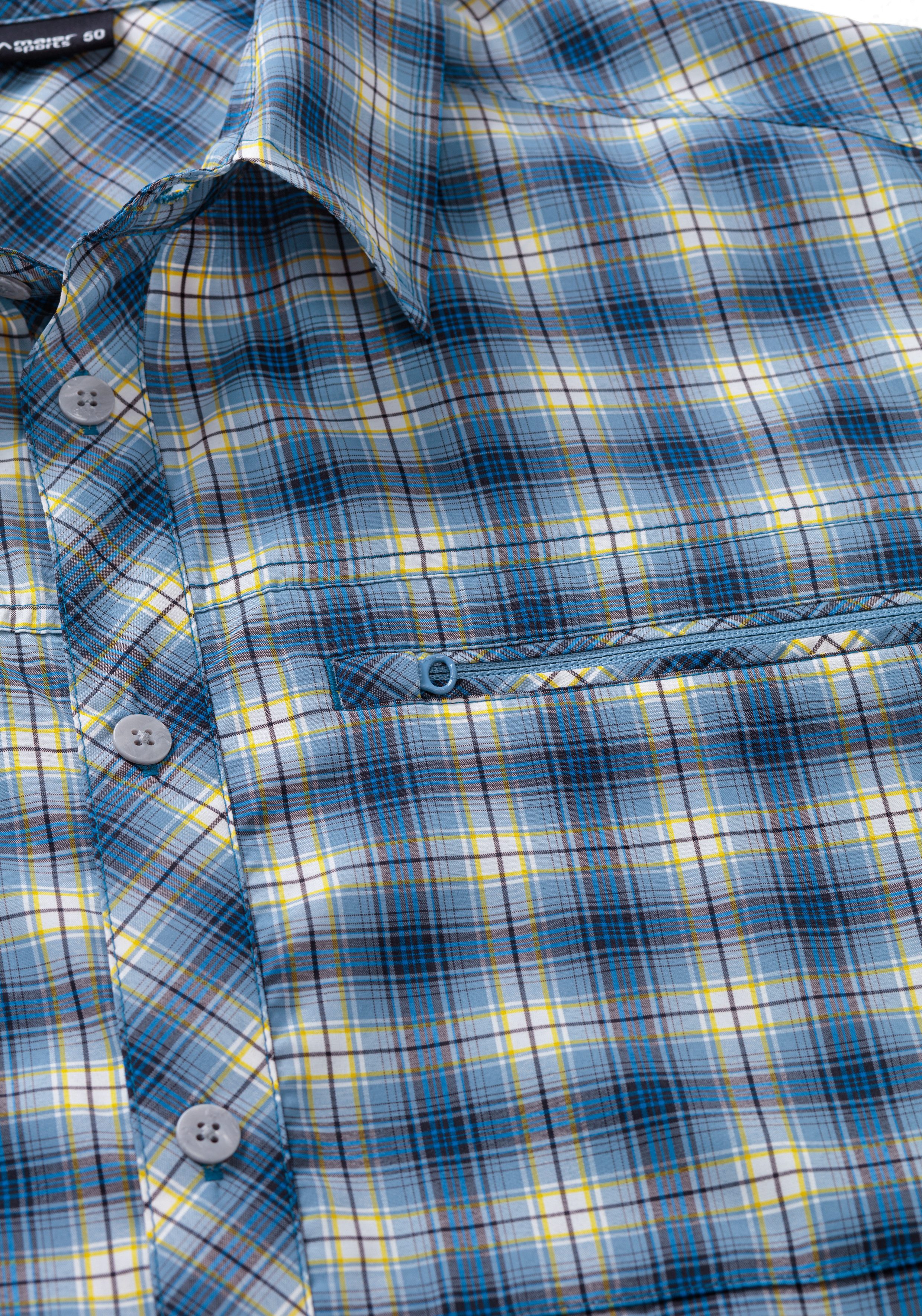 Maier Sports Outdooroverhemd Kasen S/S M korte mouwen heren overhemd, ademend wandeloverhemd, ruitoverhemd