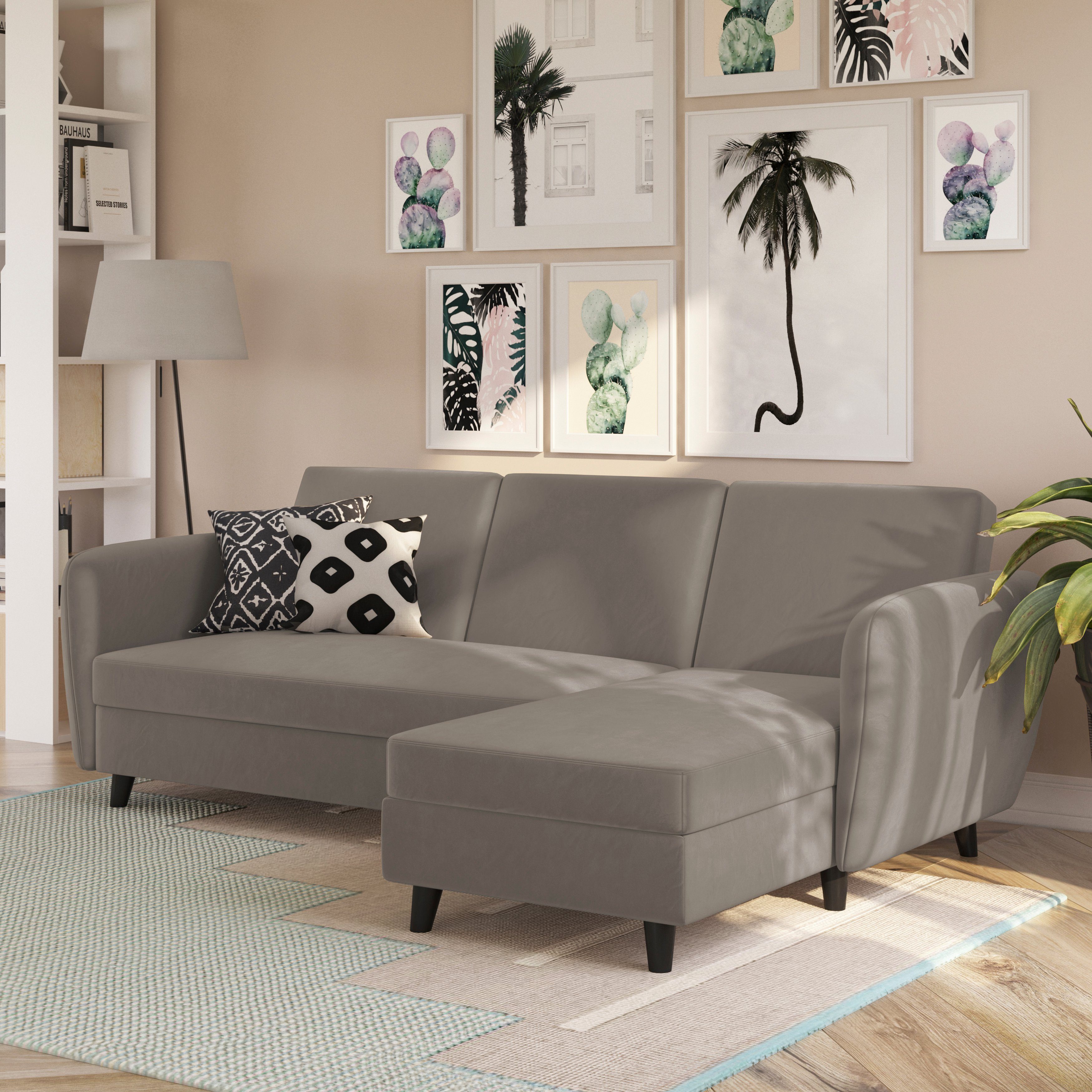 Dorel Home Hoekbank Perry, L-vorm Rugleuning, verschillende kleurvarianten, zithoogte 43 cm, breedte 219 cm