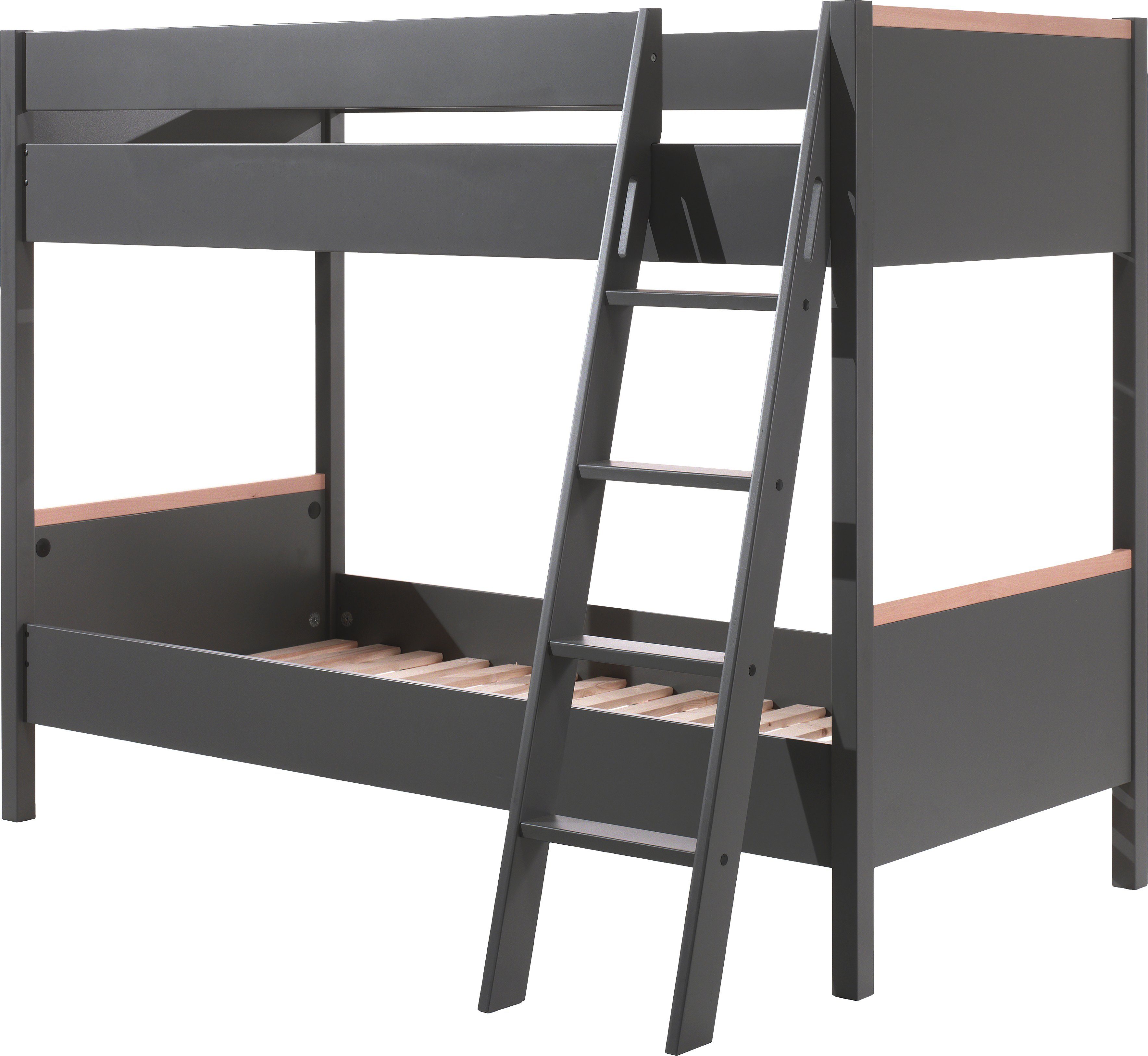 Vipack Stapelbed Londen met melamine-oppervlak en rolbodem stapelbedden zwart
