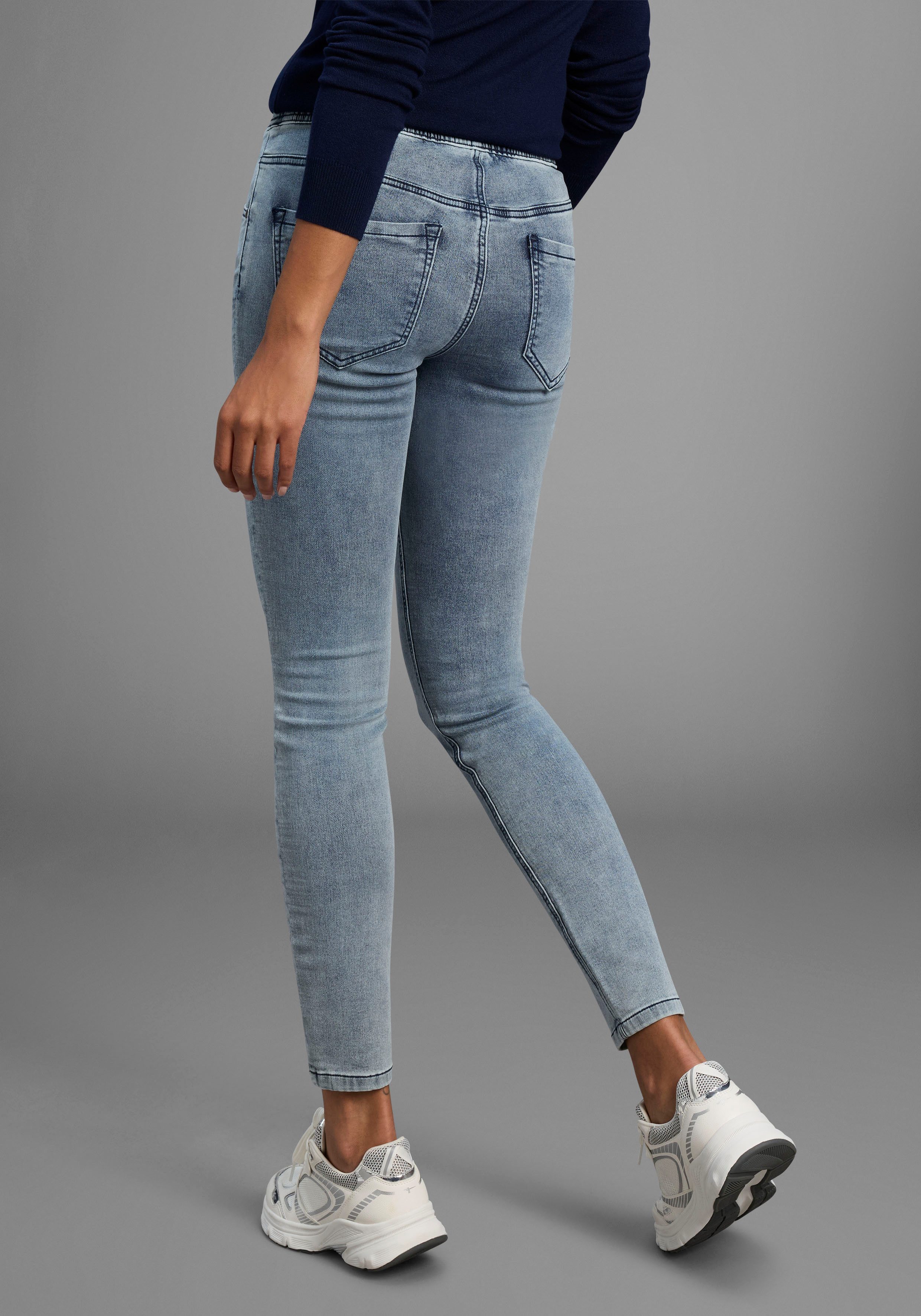 Arizona Stretch jeans wijdere pijp, normale taillehoogte, enkel-lang, met used-wassing
