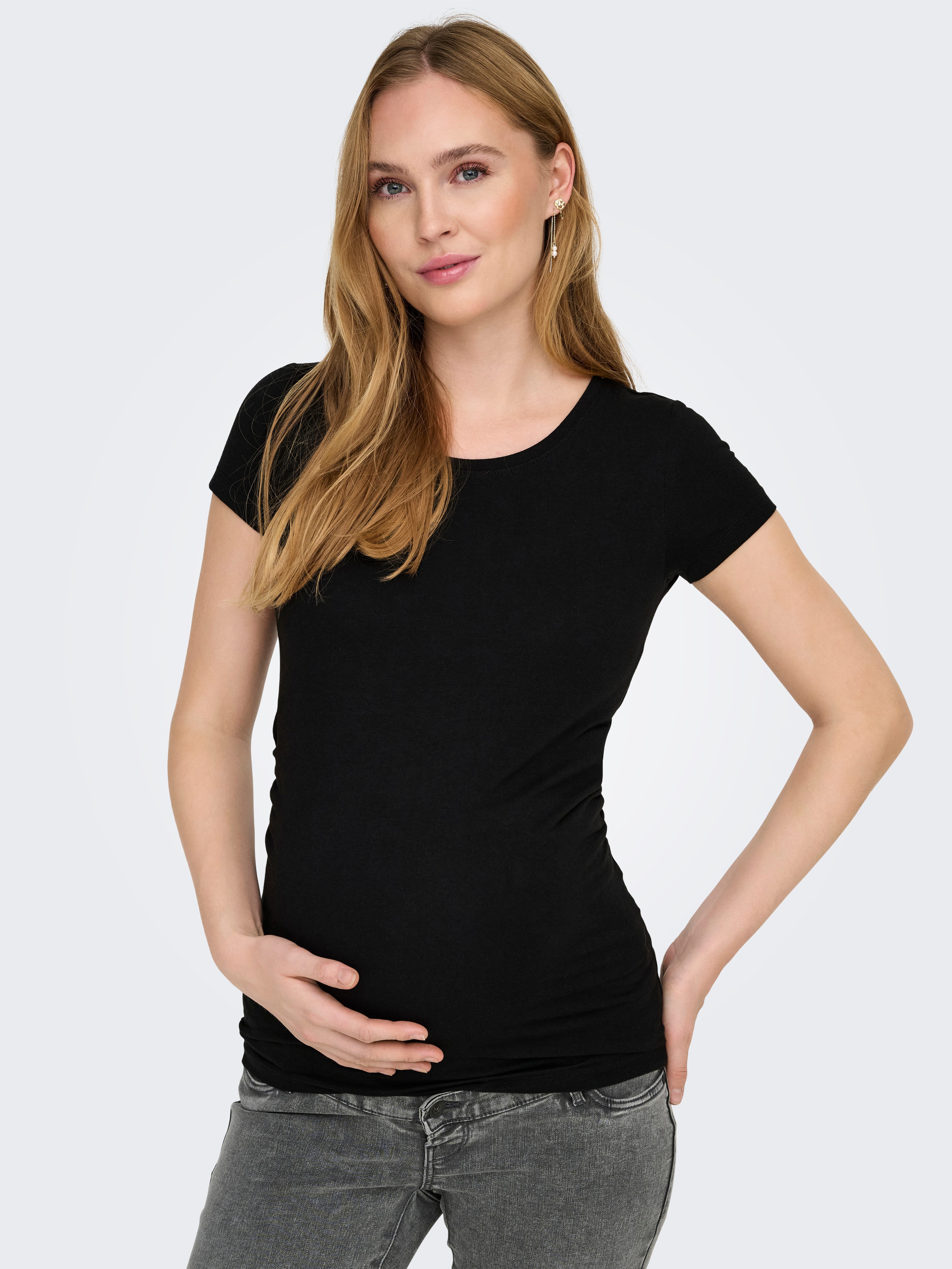 ONLY MATERNITY Zwangerschapsshirt OLMLOVELY S/S ONECK TOP 2PACK JRS NOOS (set, 2-delig)