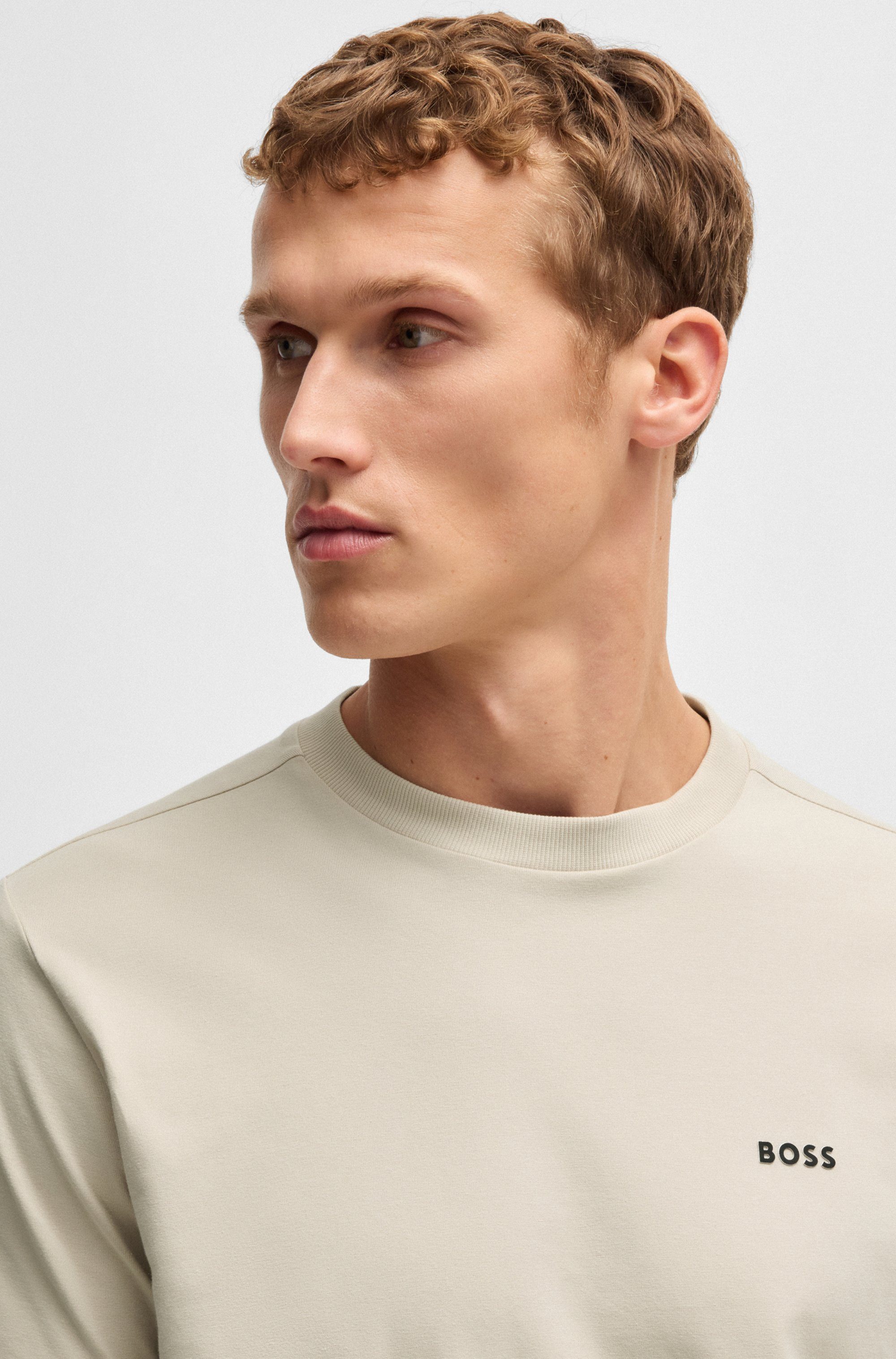 BOSS GREEN Shirt met ronde hals Thee met gegomd contrast-logo