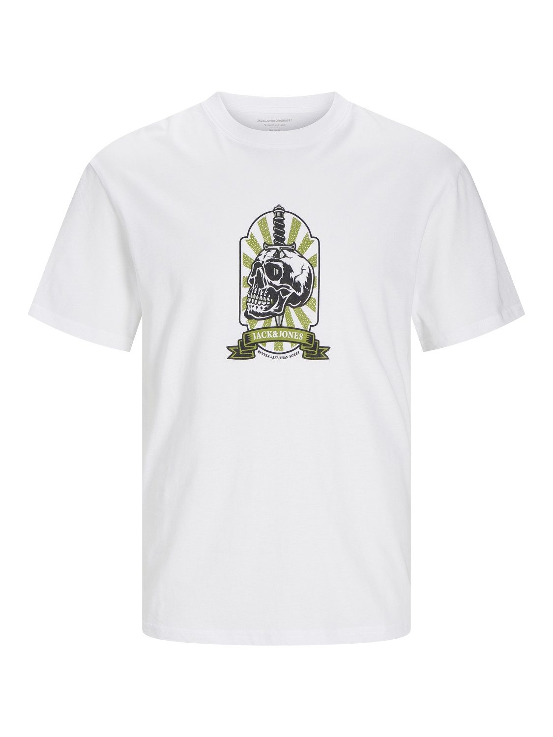 Jack & Jones Shirt met ronde hals JORSEVEN SKULL TEE SS CREW NECK SN heren ronde hals maat XS wit