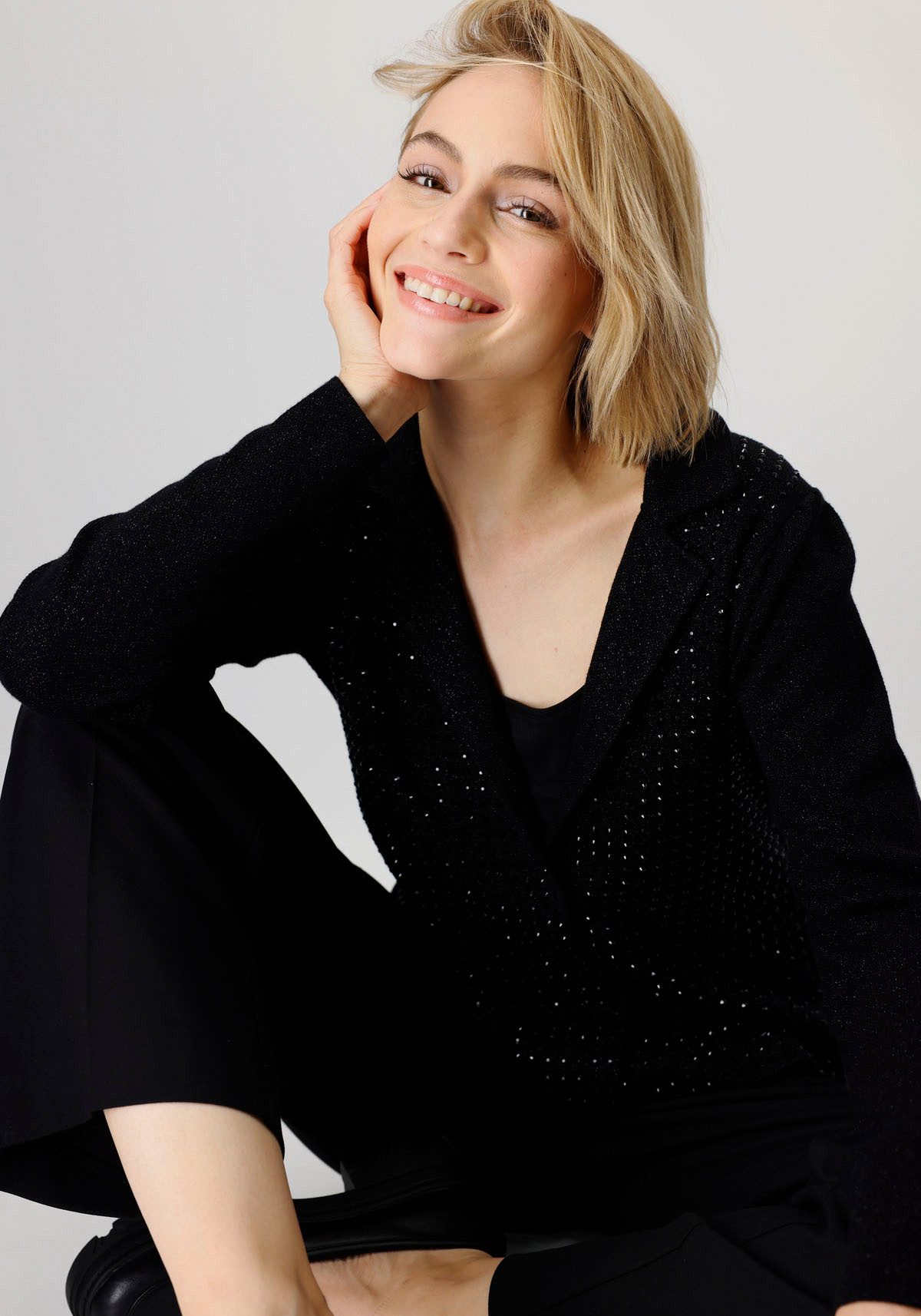 Monari Vest Jas gebreide blazer met nagels