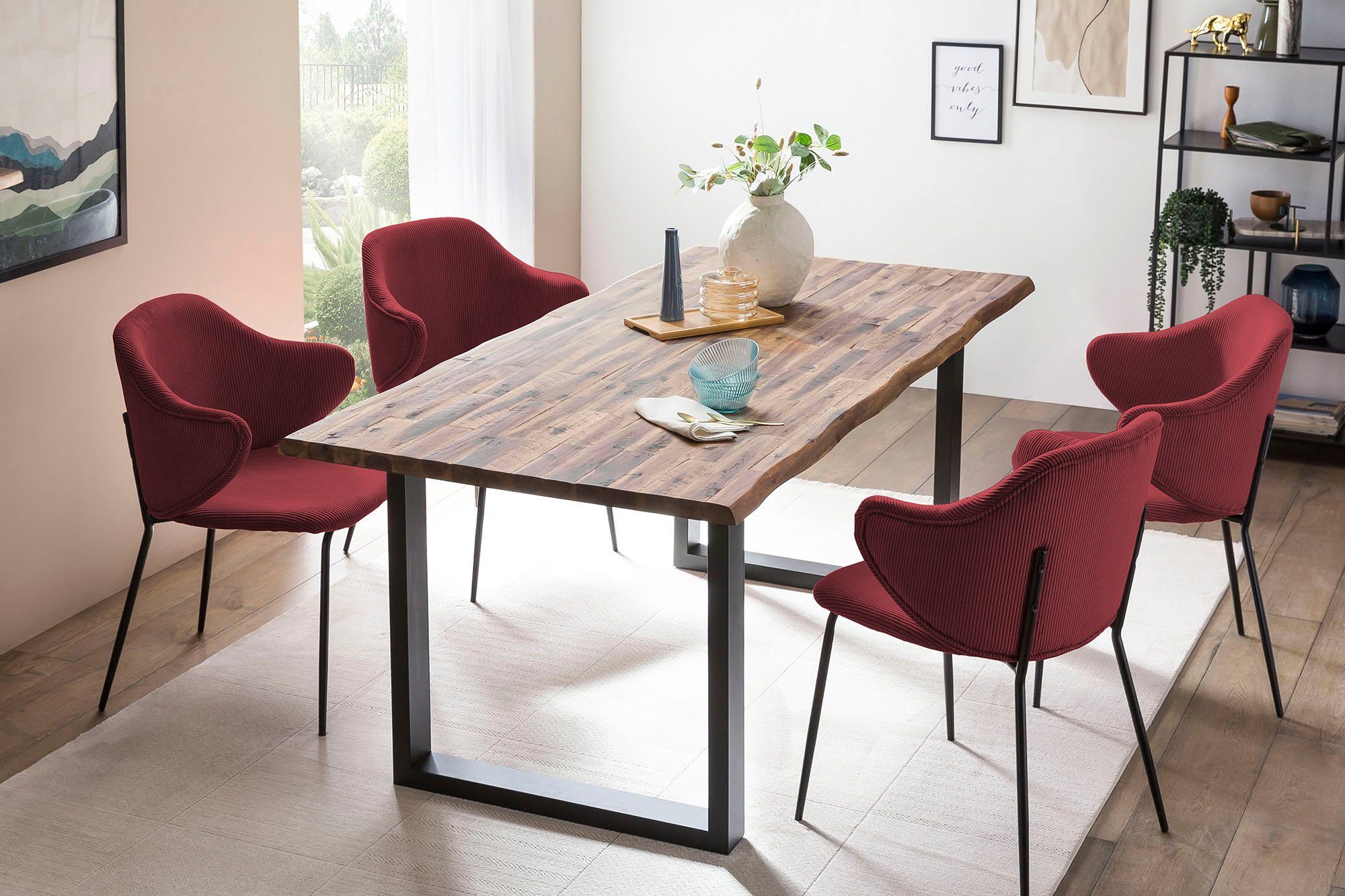 SalesFever Stoel met armleuningen Bekleding in corduroy-look (set, 2 stuks)