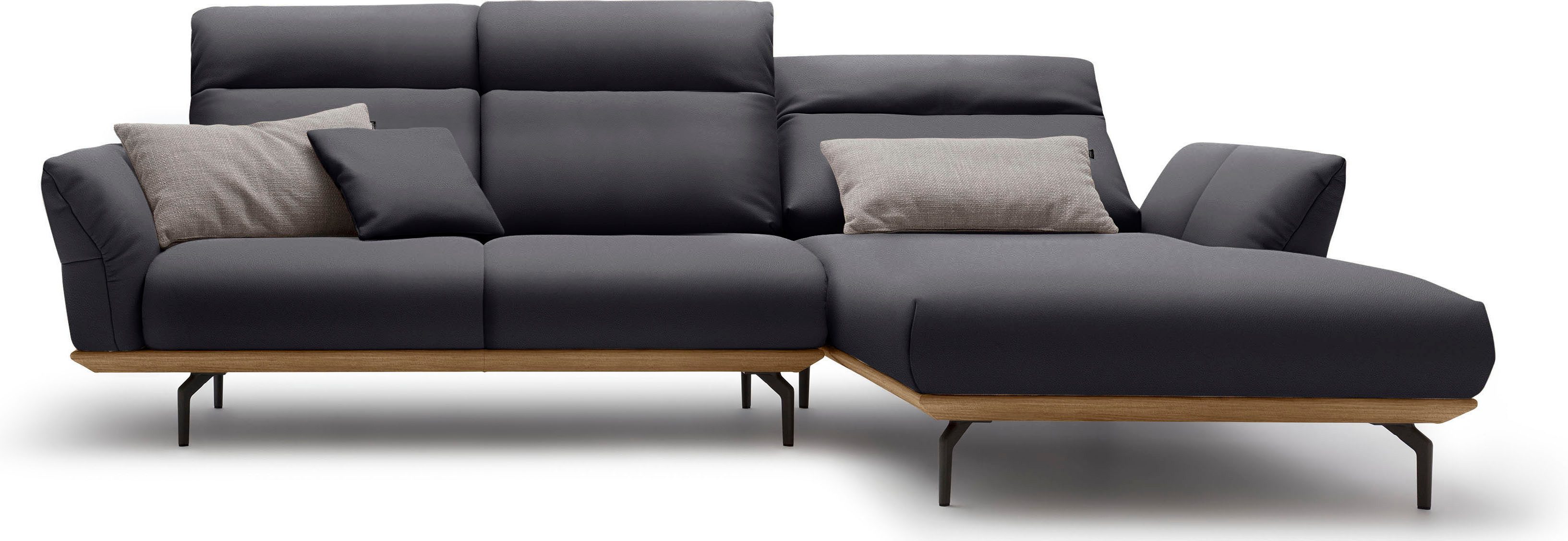 Creation BY ROLF BENZ Hoekbank CR.460 Sokkel in walnotenhout, onderstel in umbra grijs, breedte 298 cm