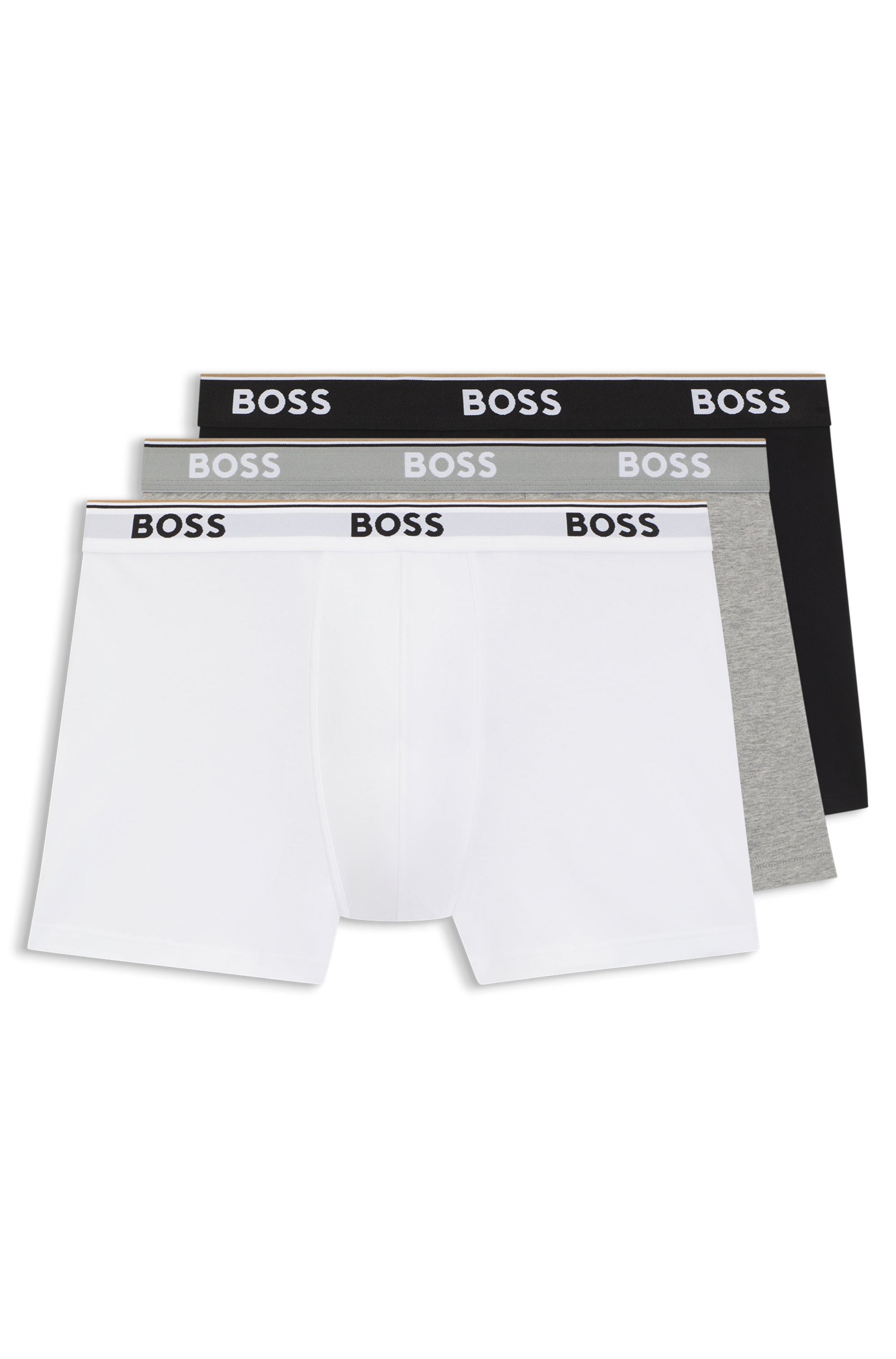 BOSS Lange boxershort BRIEF 3 PACK met in kleur bijpassende weefband (3 stuks)