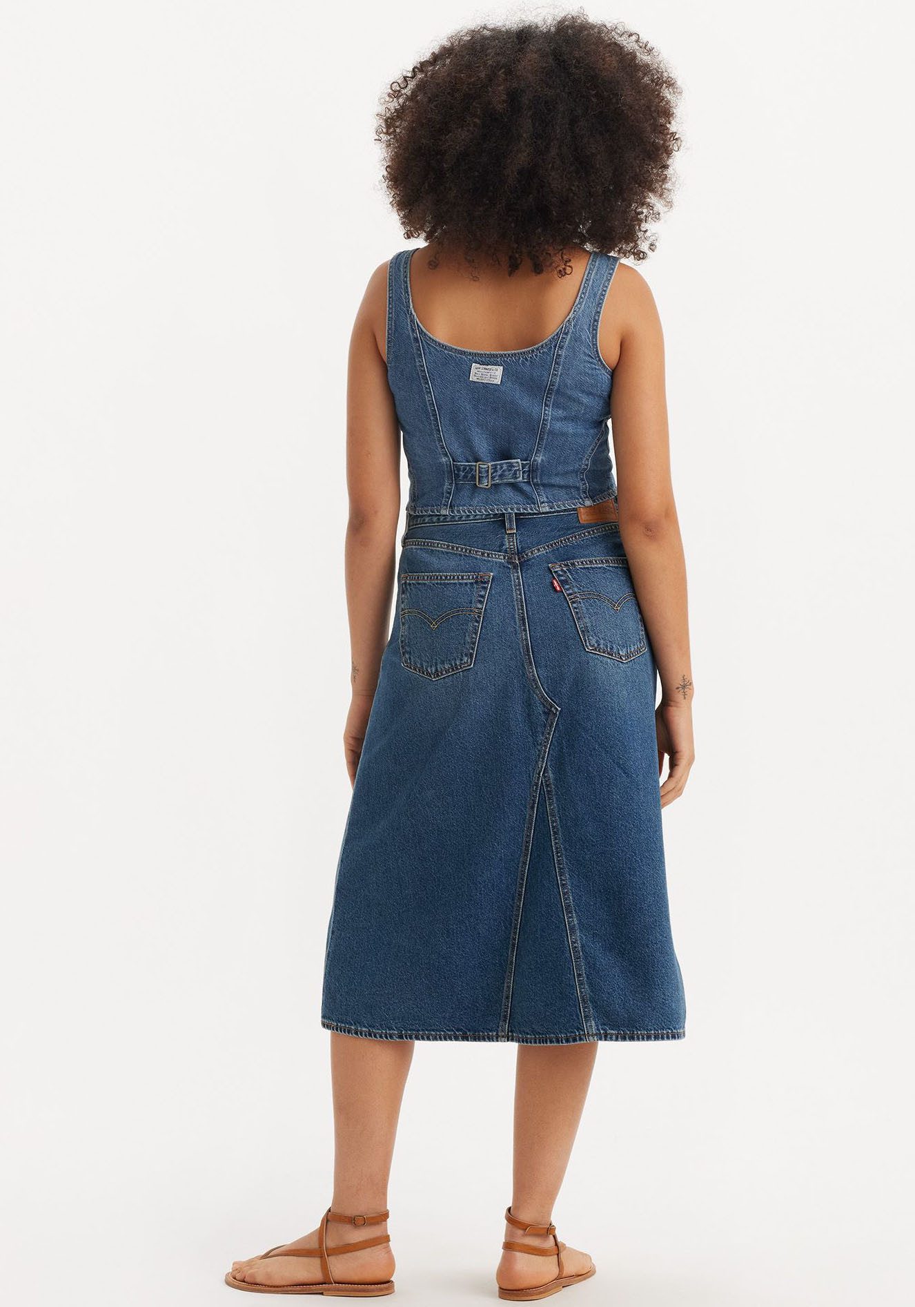 Levi's® Jeans rok HR A LINE DECON SKIRT in trendy midi-lengte met rafelige rand