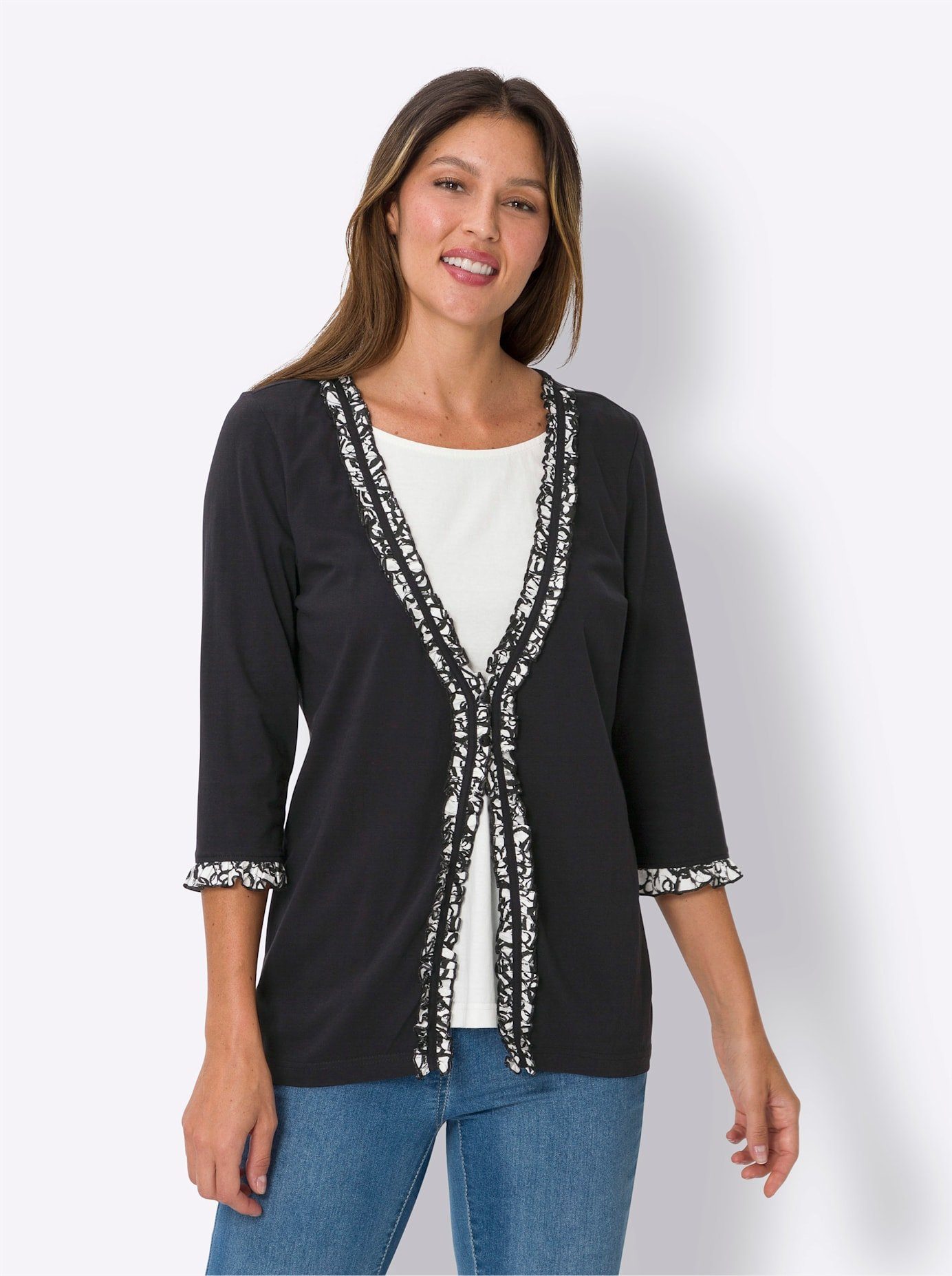 Classic Basics 2-in-1-shirt (1-delig) dames 2-in-1 shirts maat 42 zwart