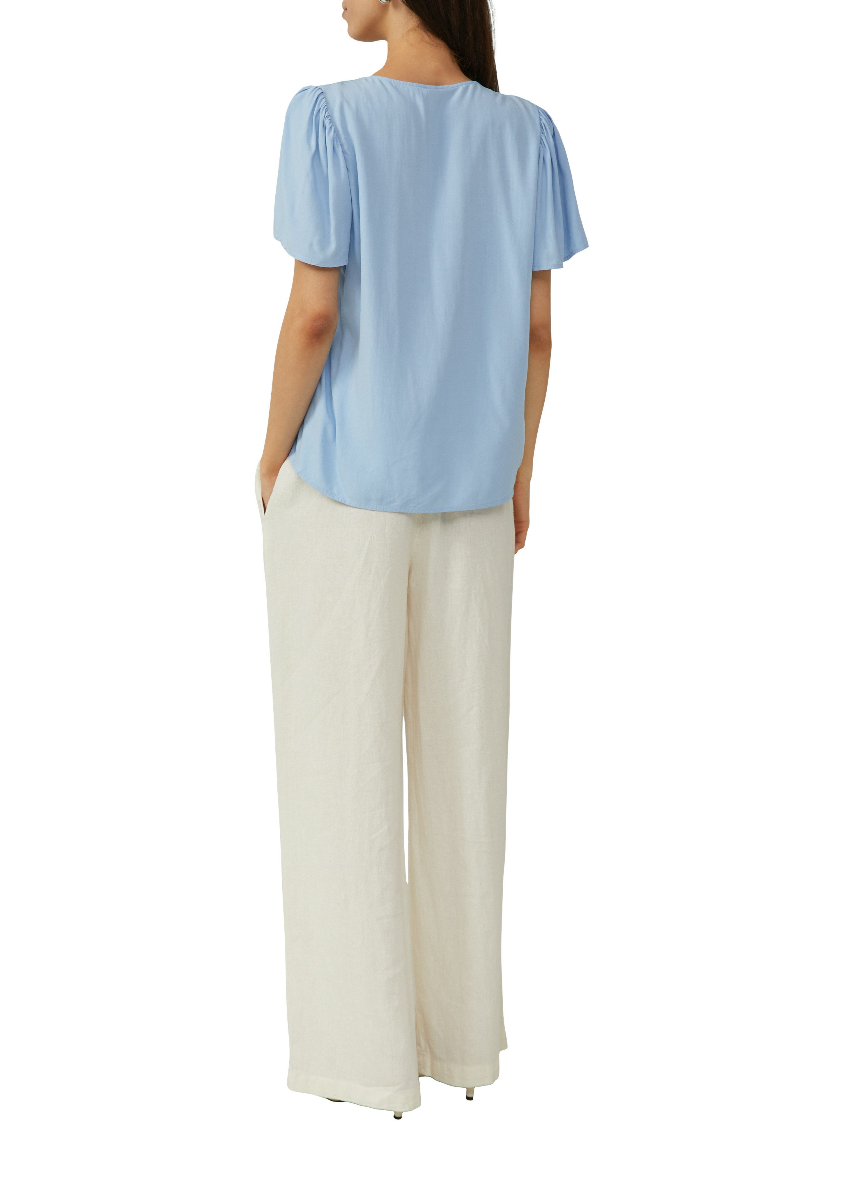 Q/S designed by Blouse met korte mouwen met v-halslijn en van viscose