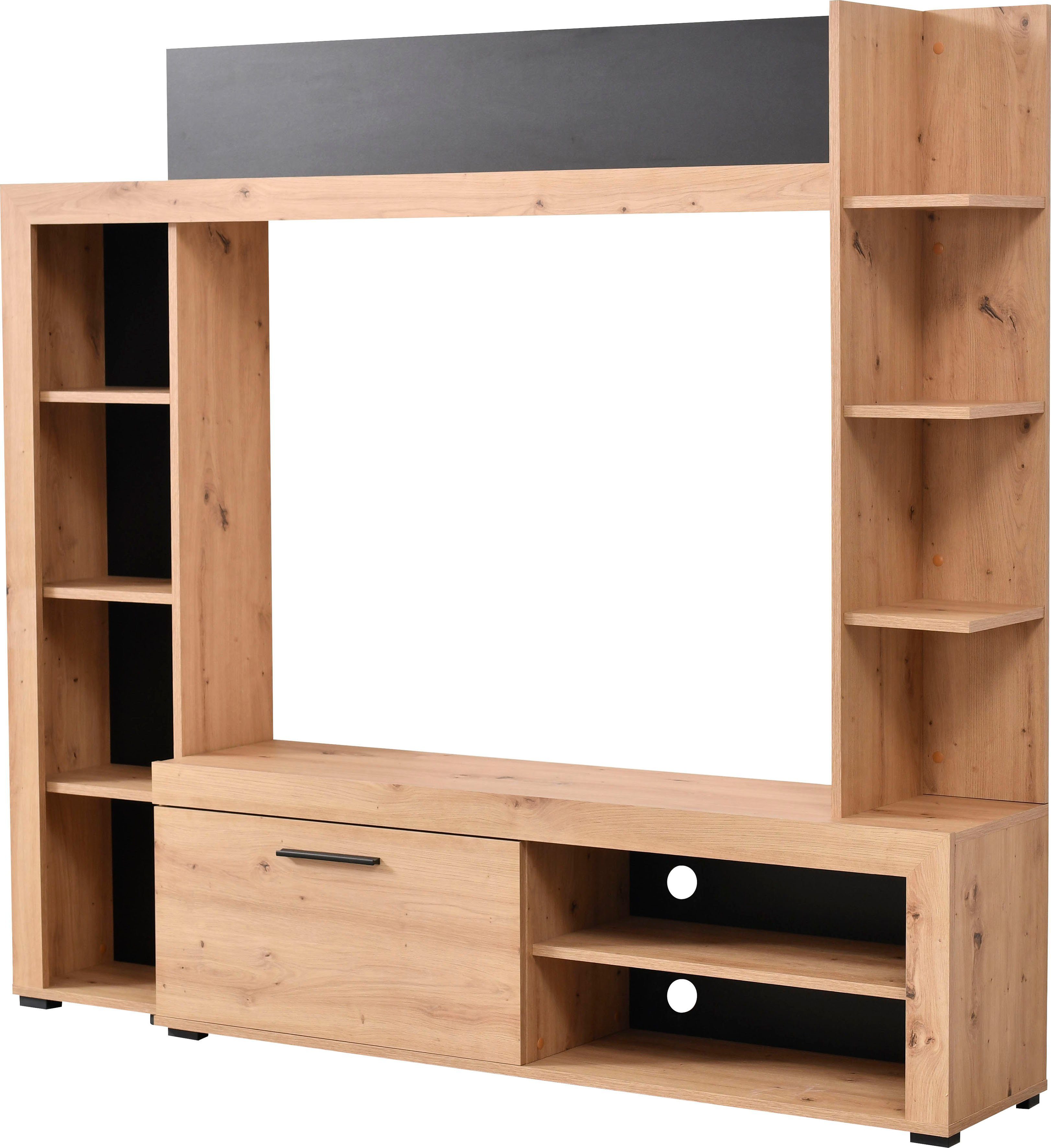 INOSIGN Wandmeubel Rubi met tv-lowboard en rekverbouwing, breedte/hoogte 172,5/157,7 cm (set, 4-delig)