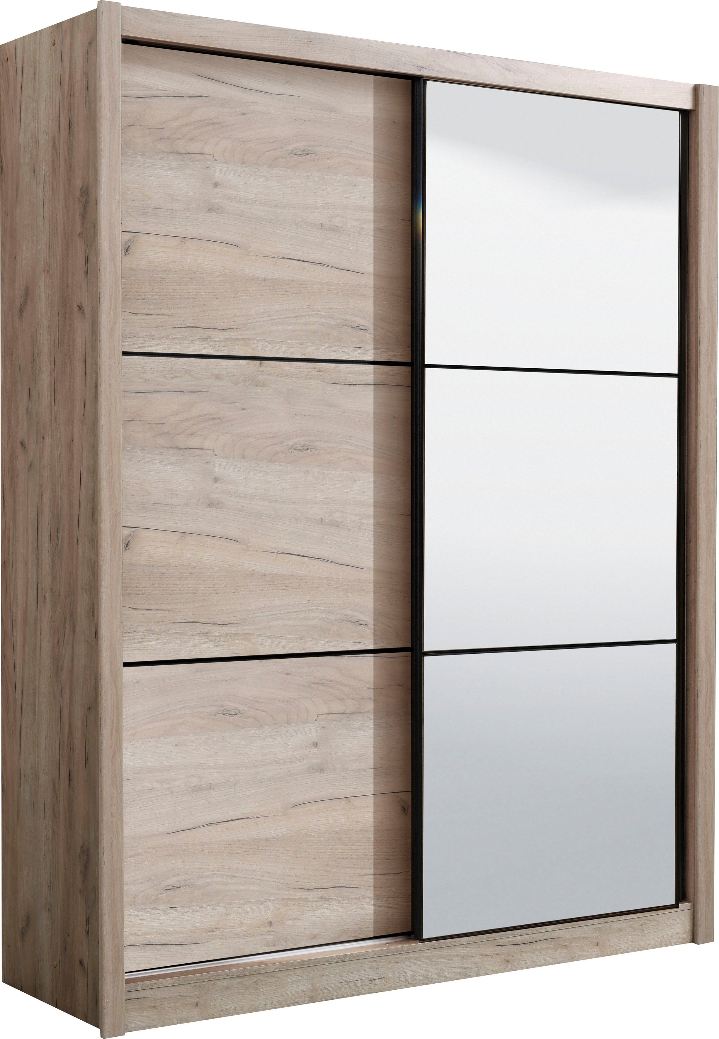 INOSIGN Zweefdeurkast Navara kledingkast met spiegel linnenkast garderobe met royale binnenuitrusting, fsc®-gecertificeerd, in 3 breedtes