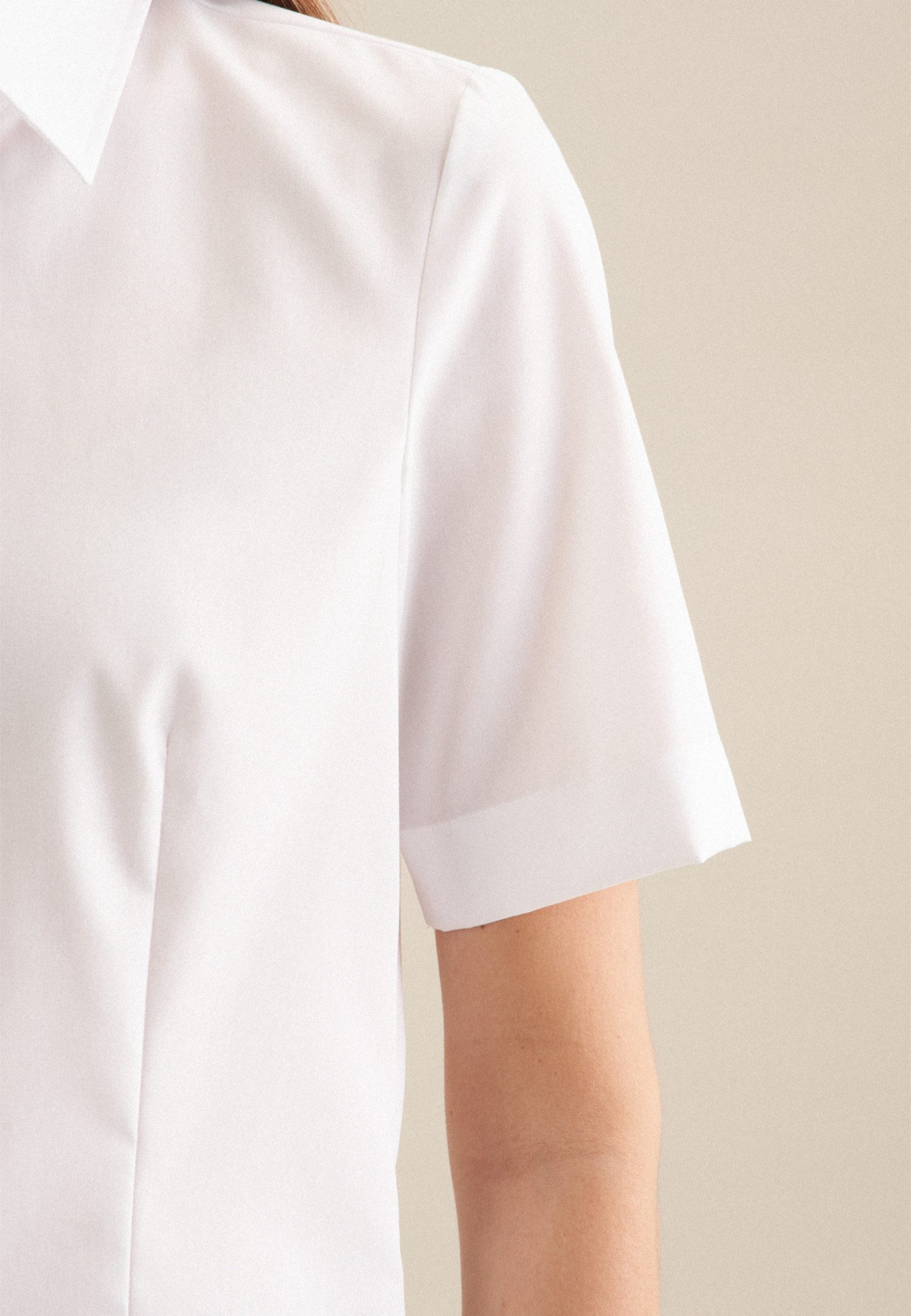 seidensticker Overhemdblouse Zwarte roos Korte mouwen kraag uni
