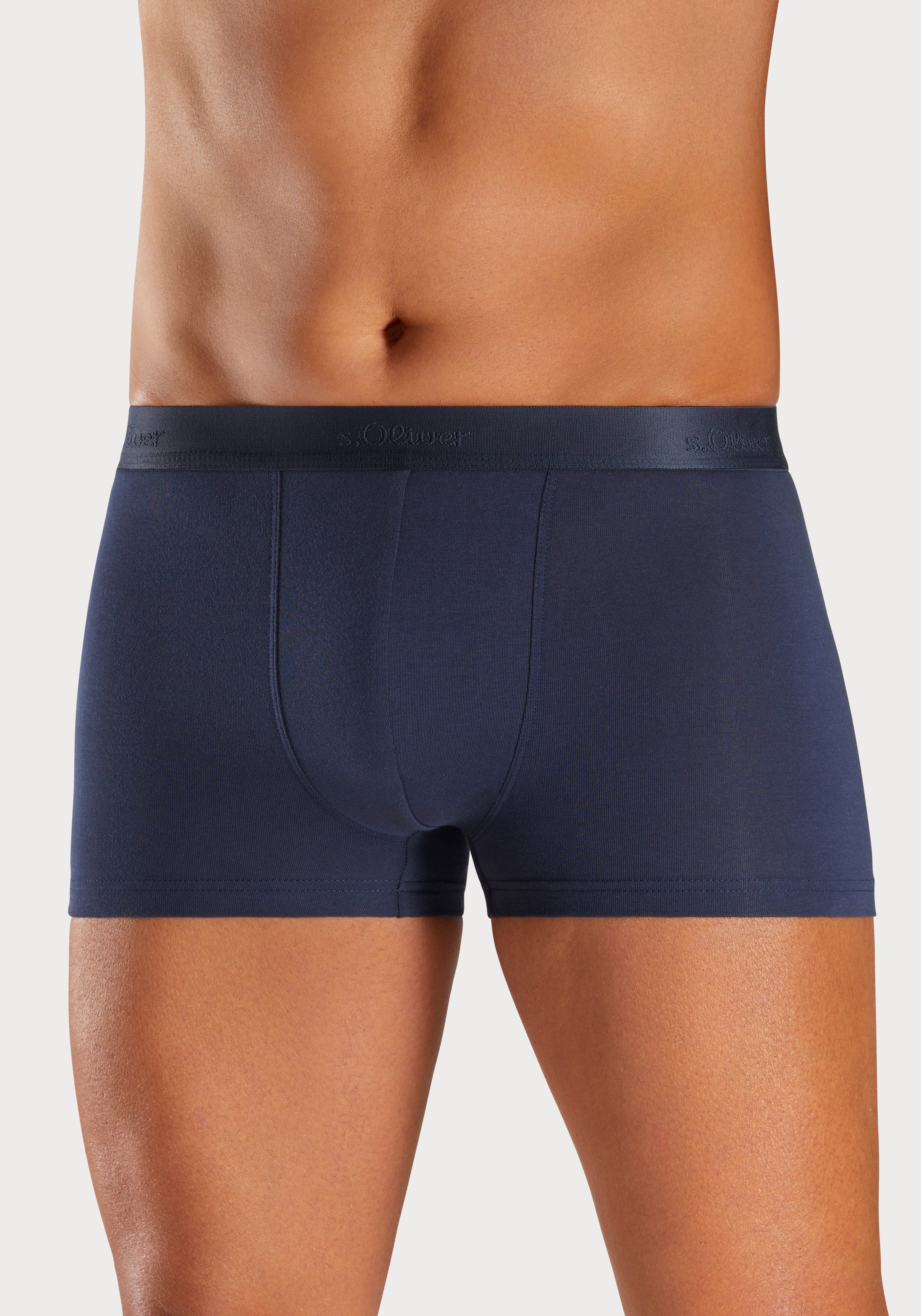 s.Oliver RED LABEL Beachwear Boxershort voor heren in strepen en uni van katoenmix (set, 3 stuks)