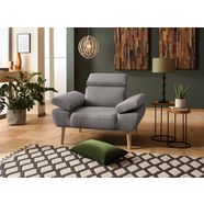 premium collection by home affaire fauteuil trapino met verstelbare hoofdsteun en armleuning, bxdxh: 108x98x81 cm, in 3 stofkwaliteiten grijs