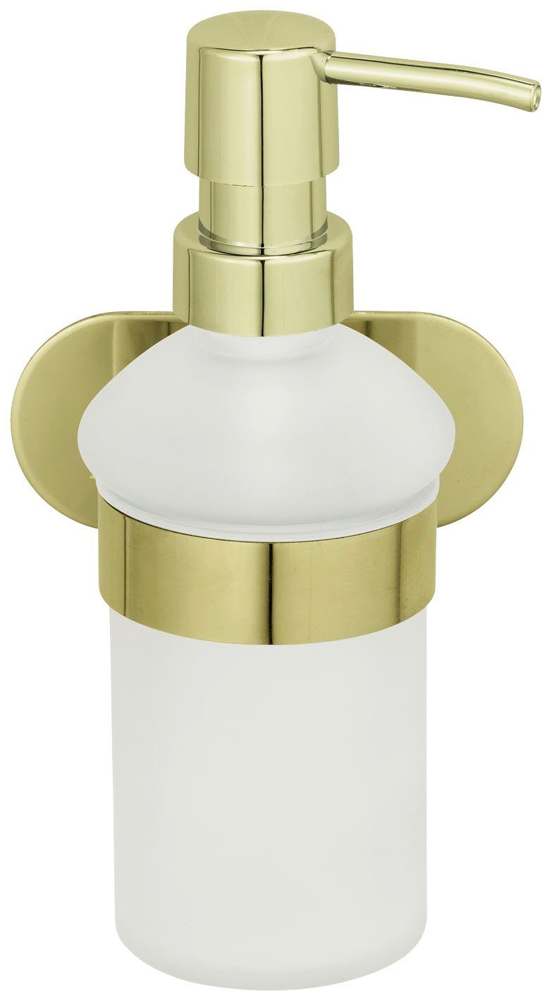 WENKO Zeepdispenser Turbo-Loc Orea Houder van roestvrij staal zeepdispensers goud(kleur)
