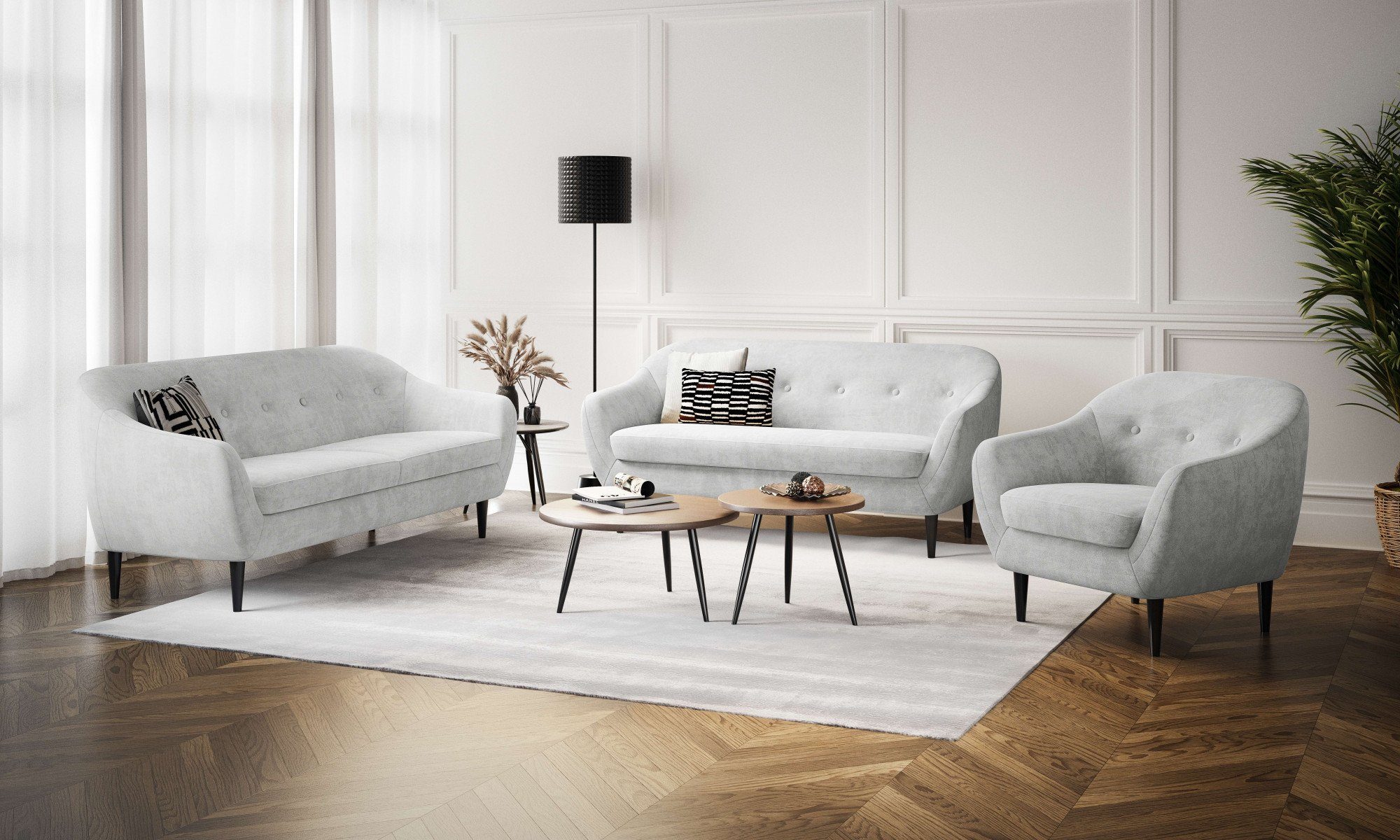 Home affaire Fauteuil Roni Zigzag vering voor een hoog zitcomfort, massief houten poten