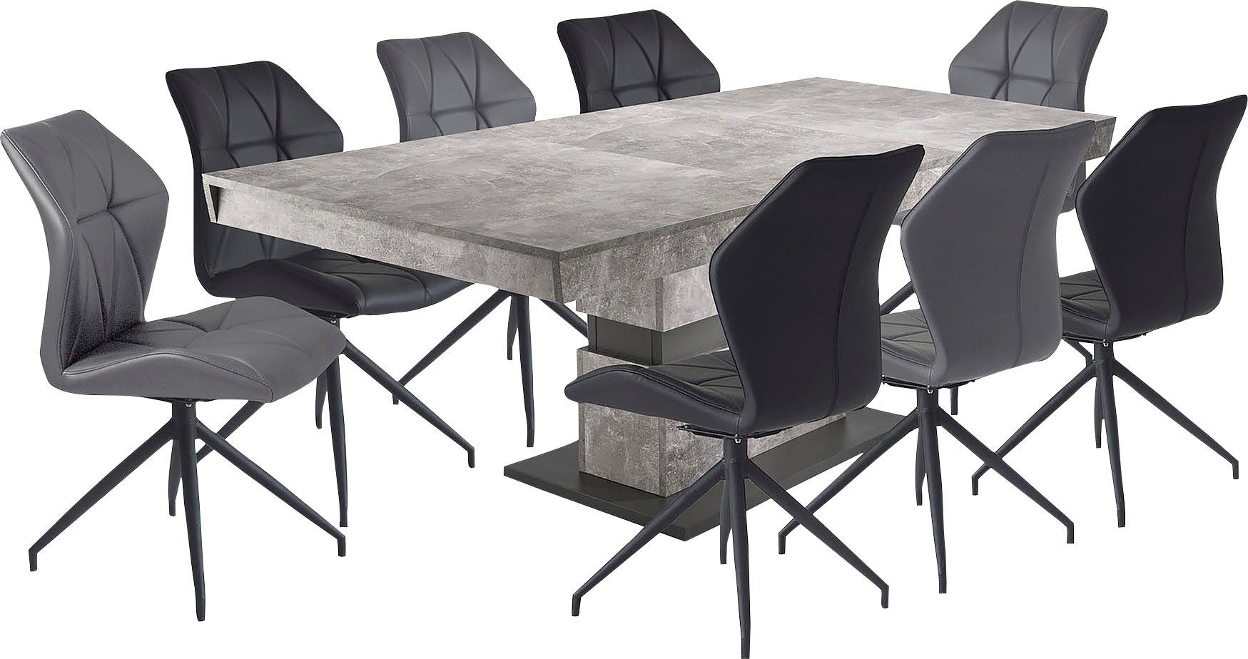 byLIVING Eetkamerstoel Imke set van 2, gezellige eetkamerstoel met stiksels, 360° draaibaar (set, 2 stuks)