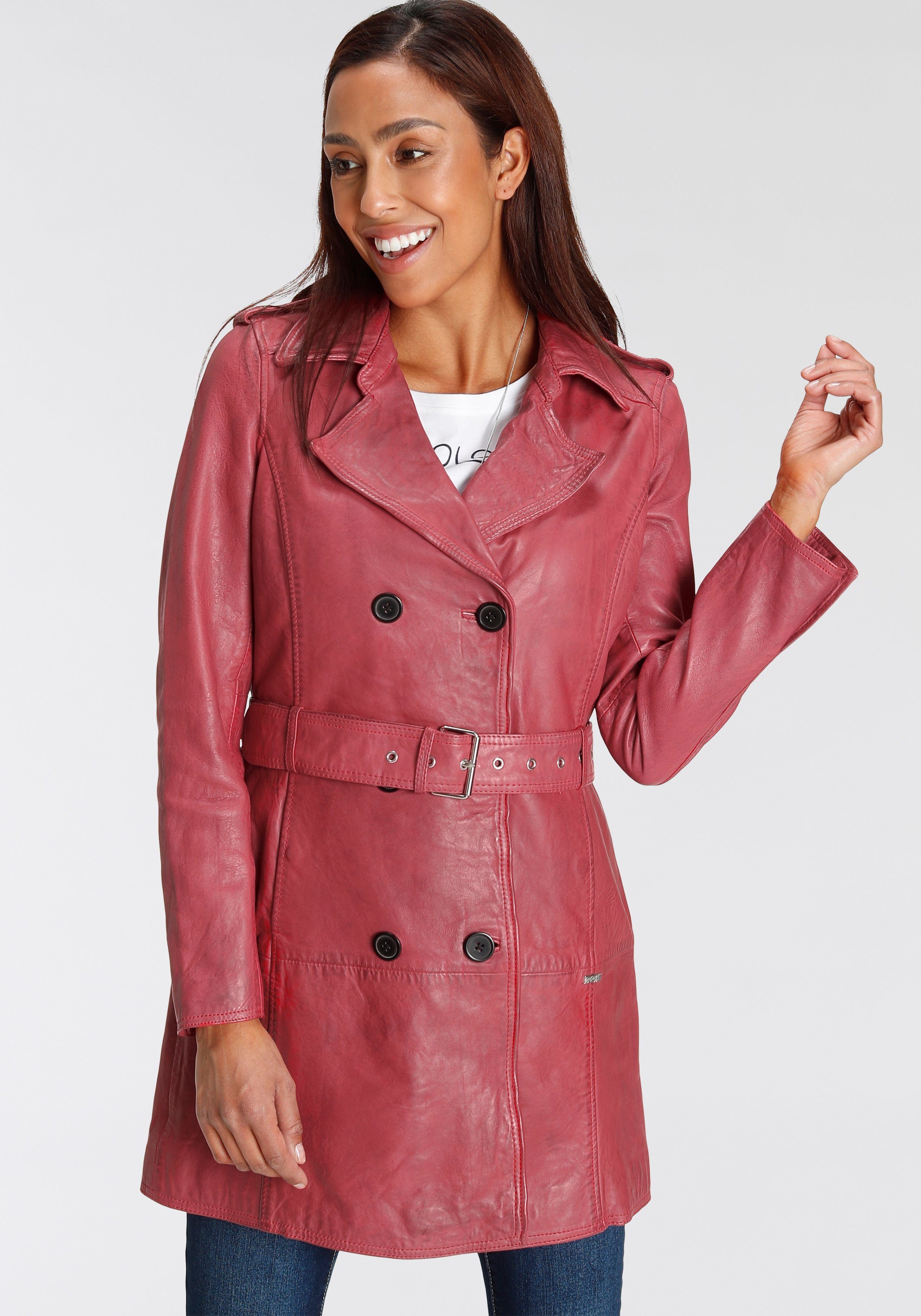 Maze Leren jack in trenchcoat-look