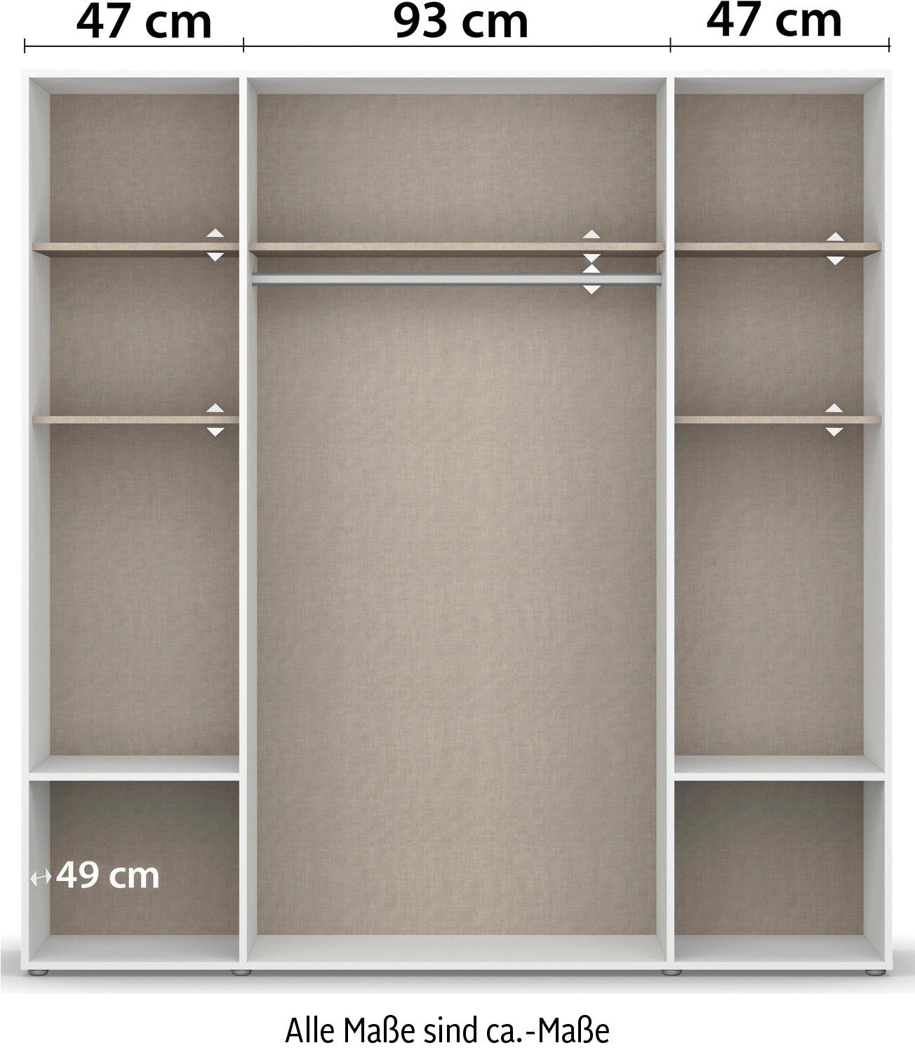 rauch Draaideurkast Kledingkast kast garderobe linnenkast VOYAGER moderne grepen in grijs metallic met buitenlades made in germany