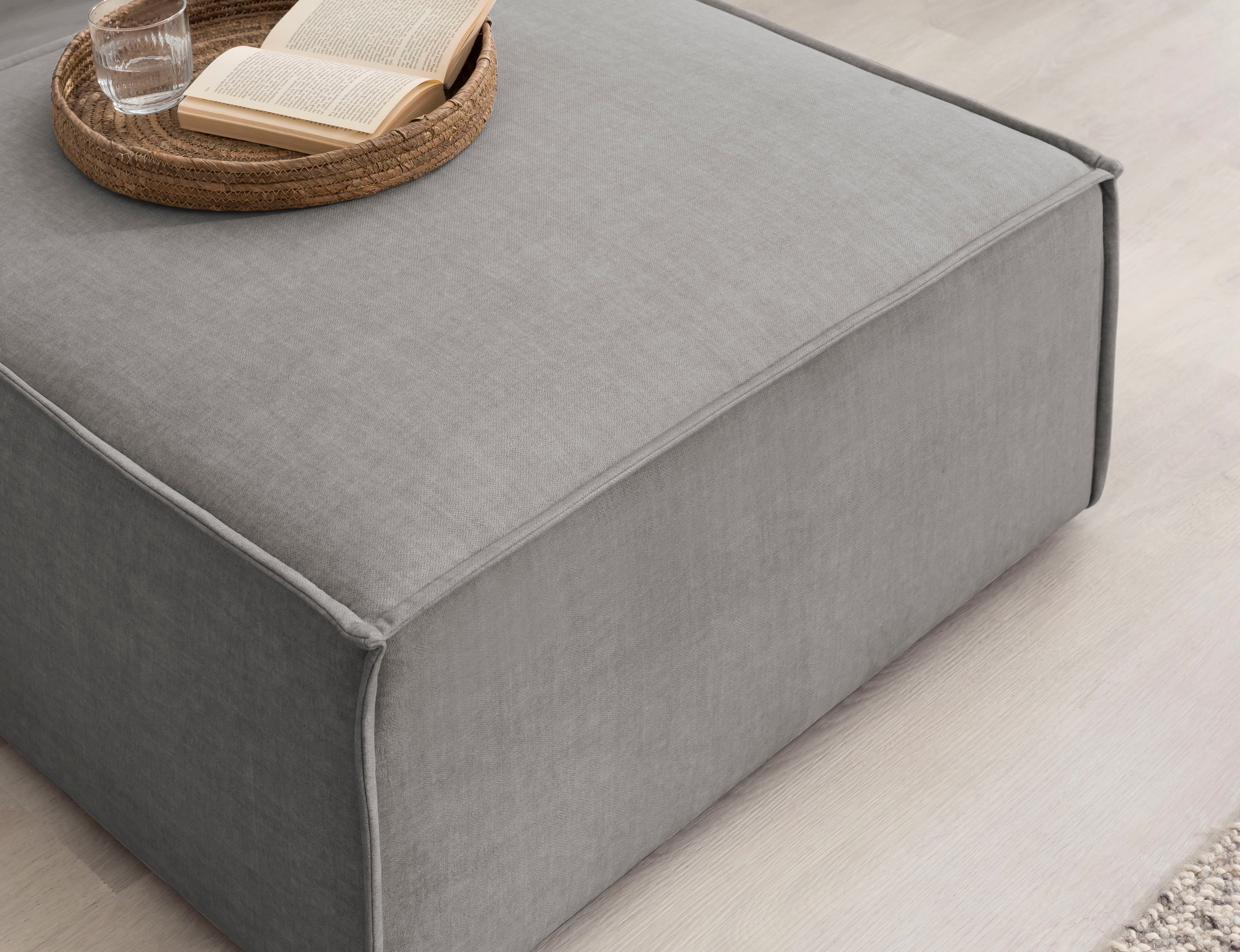Home affaire Hocker Sherwood Vierkante poef/voetenbank, ideale als aanvulling op de "SHERWOOD" love seat
