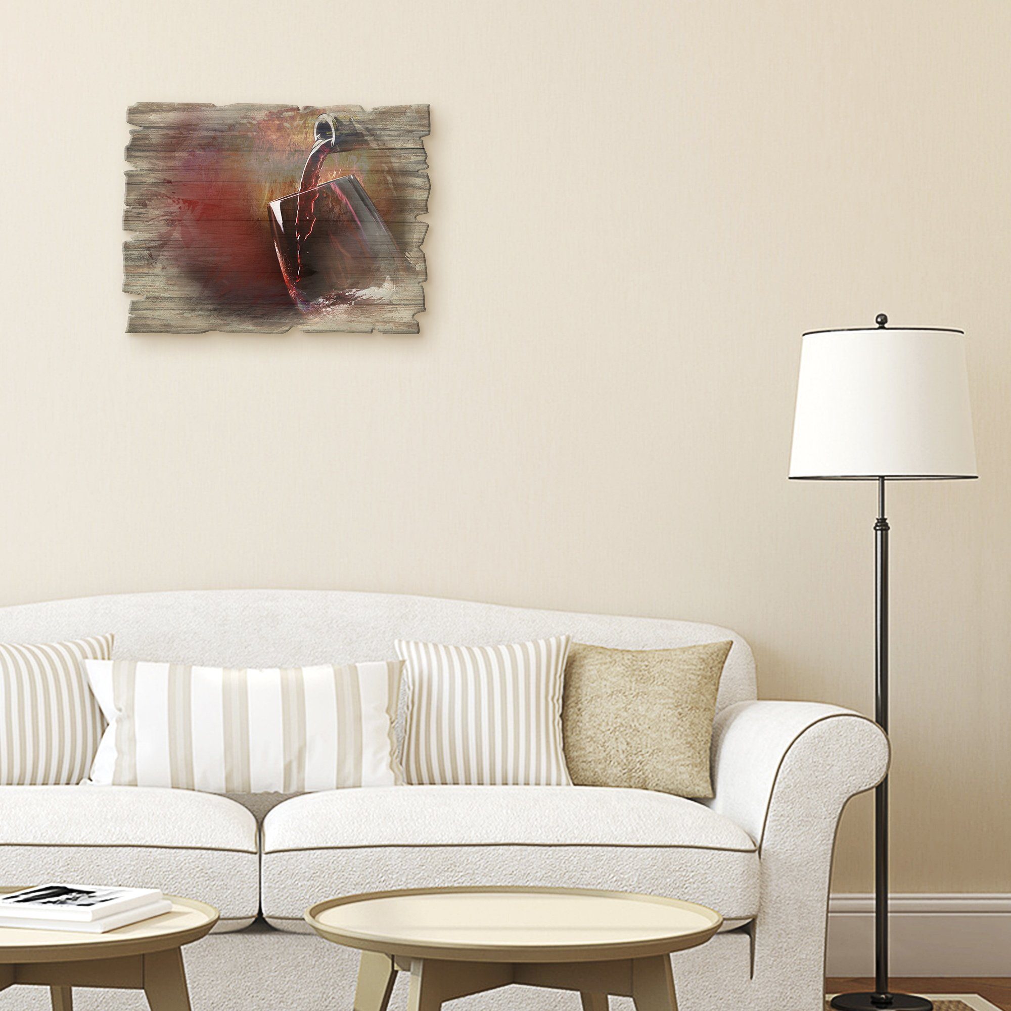 Artland Artprint op hout Wijn - rode wijn