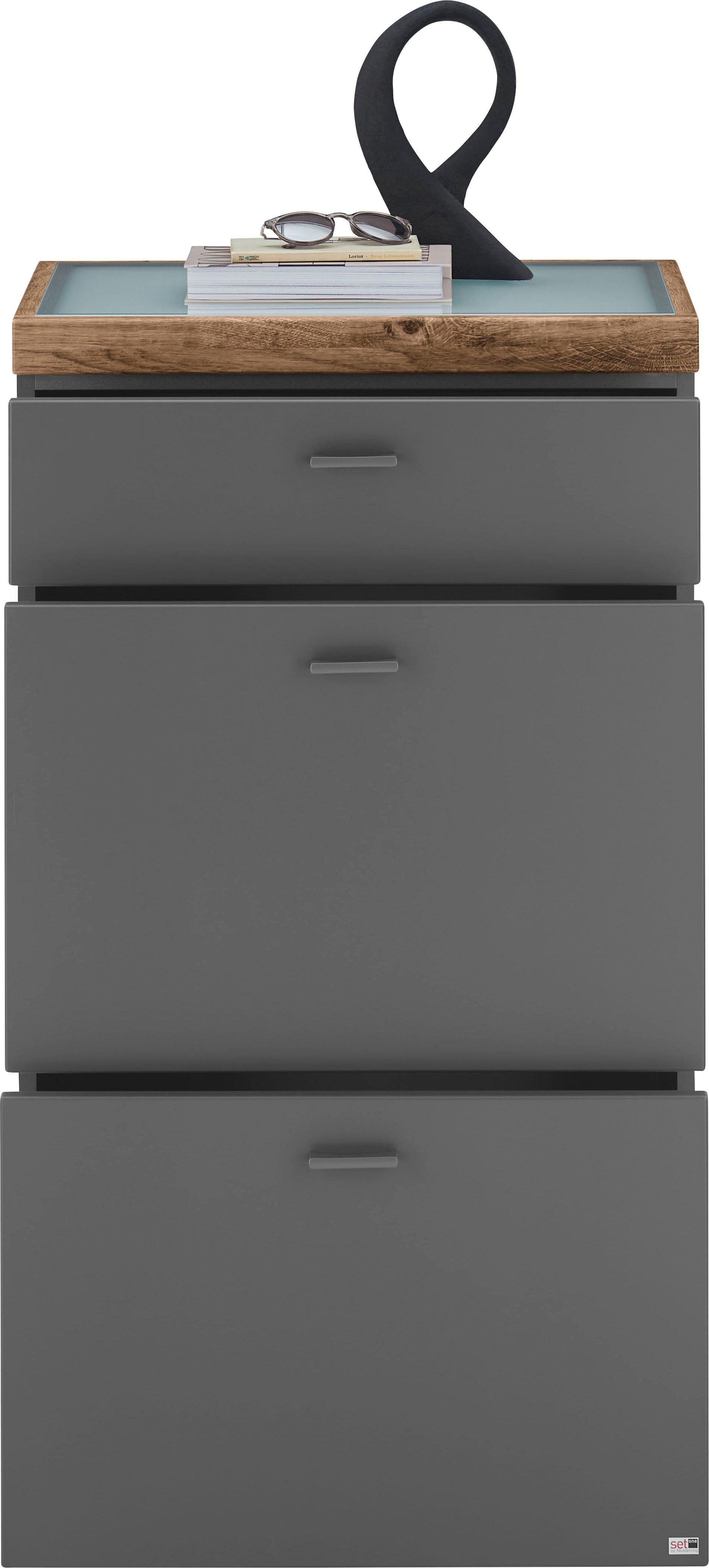 set one by Musterring Highboard Lancaster Dielen inclusief led-verlichting, in 2 kleuren verkrijgbaar, b 61 x h 91 cm