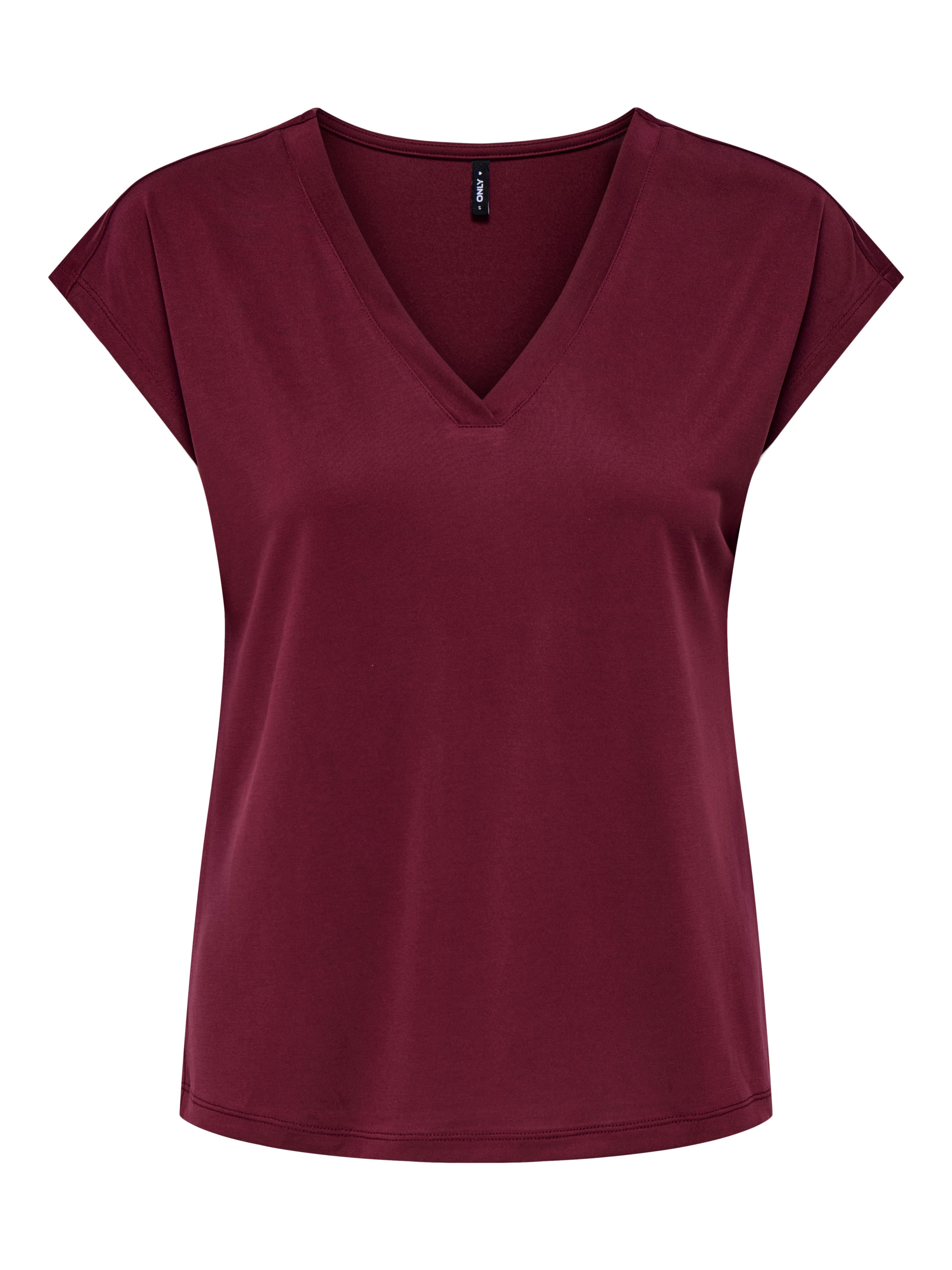 Only Shirt met V-hals ONLFREE S/S MODAL V-NEC TOP BOX JRS NOOS