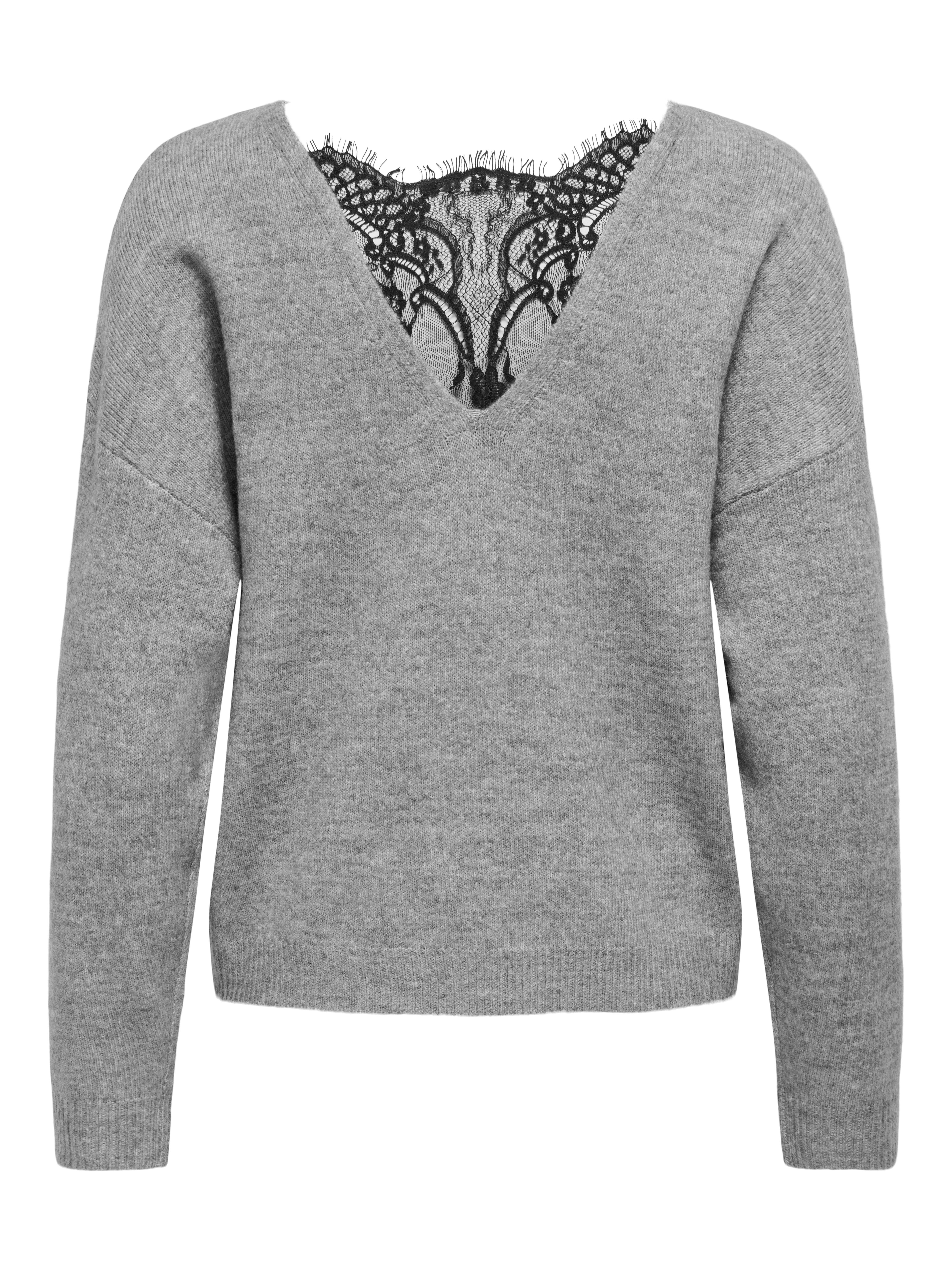 Only Trui met ronde hals ONLANJA LS LACE MIX O-NECK ZL KNT
