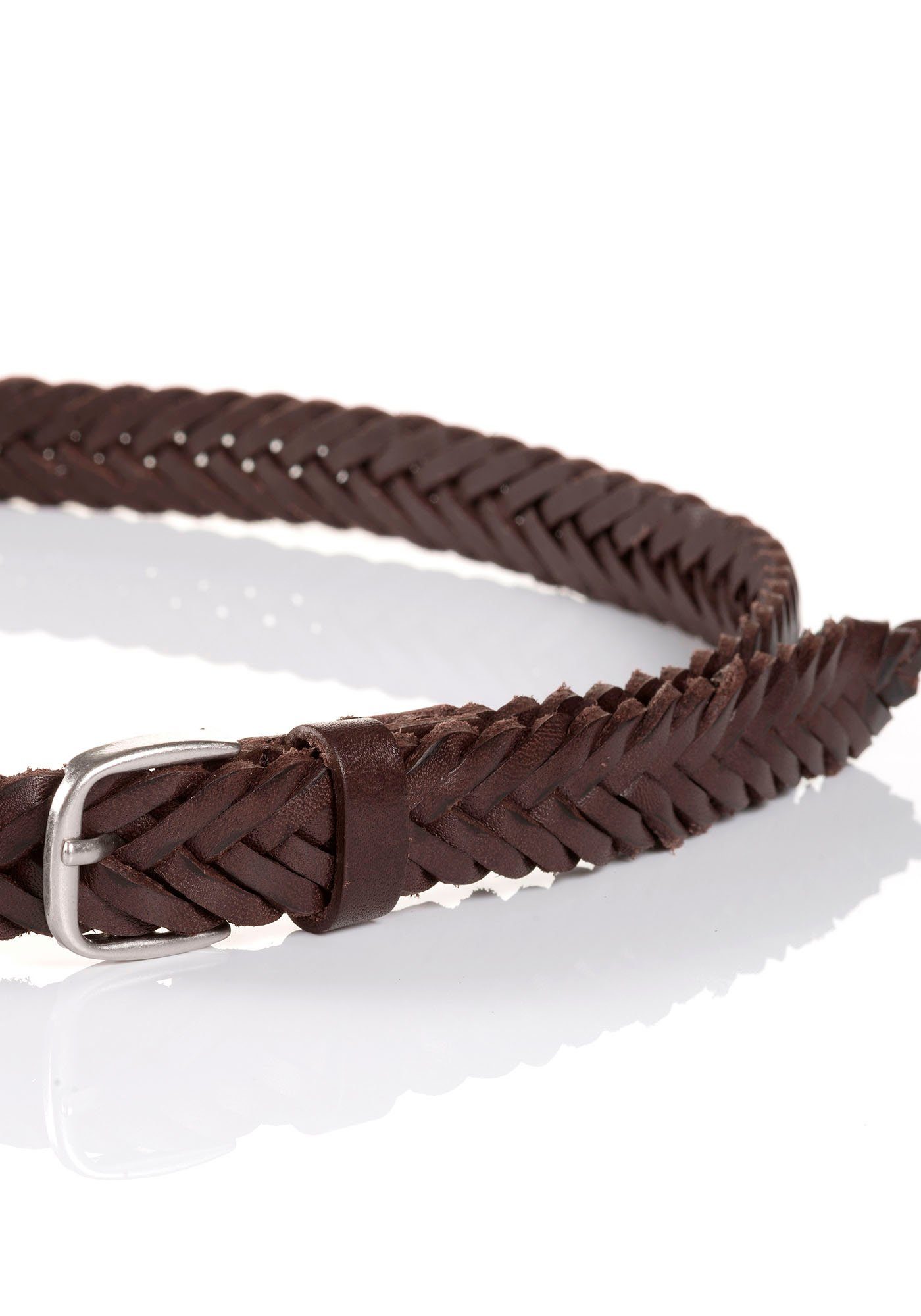 Tom Tailor Gevlochten riem TTCLAUDETTE 2 cm brede damesriem, traploos verstelbaar, echt leer