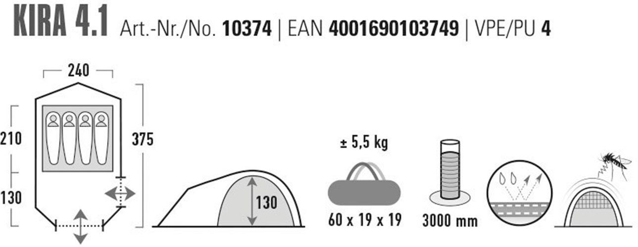 High Peak Koepeltent Tent Kira 4.1