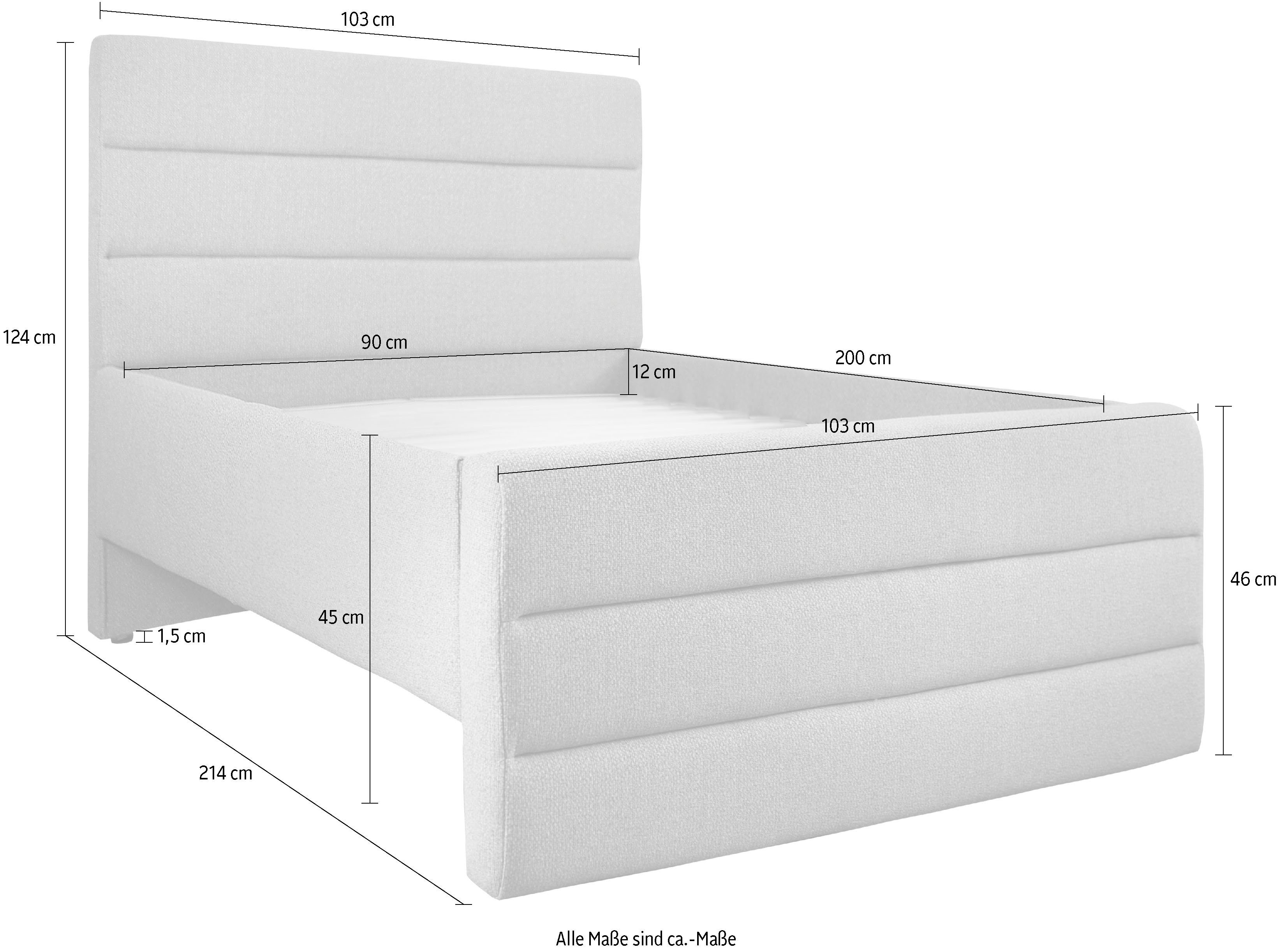 OTTO products Gestoffeerd bed Merrit Dwarsnaad in het hoofd- en voetbord, in 5 breedten, ook in 220 cm lang