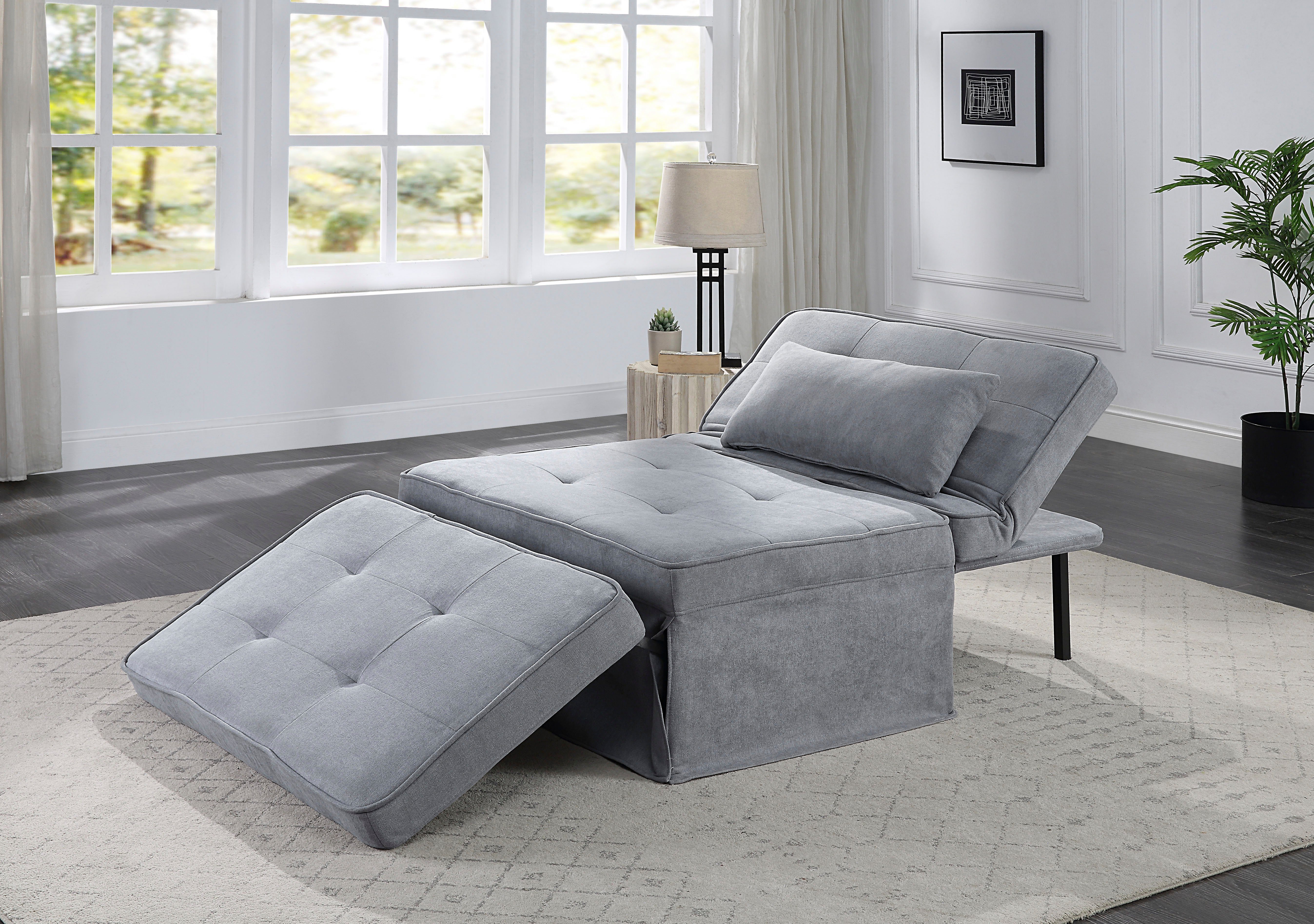 atlantic home collection slaapbank finn te veranderen in een loungestoel, relaxfauteuil en logeerbed, incl. kussen grijs