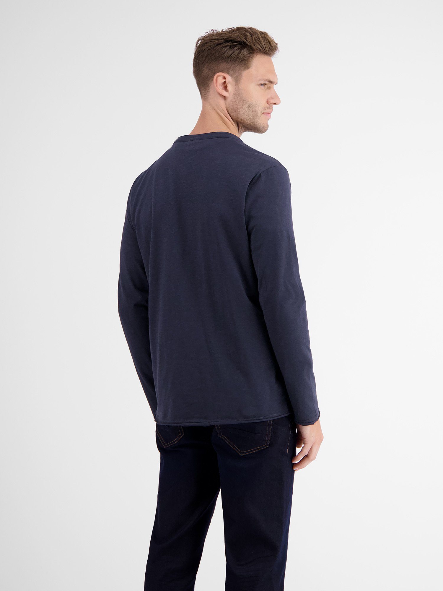 Lerros Shirt met lange mouwen LERROS slub-jersey serafino, longsleeve
