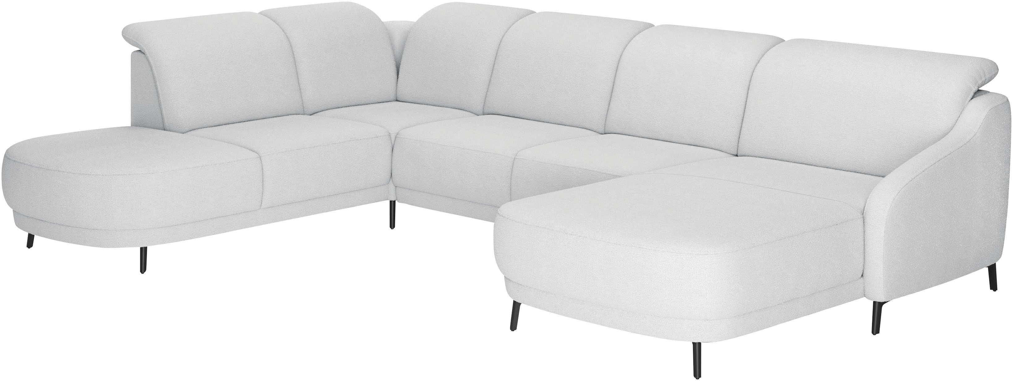 sit&more Zithoek Blues U-vorm inclusief verstelbare hoofdsteun, naar keuze met klaptafel en usb