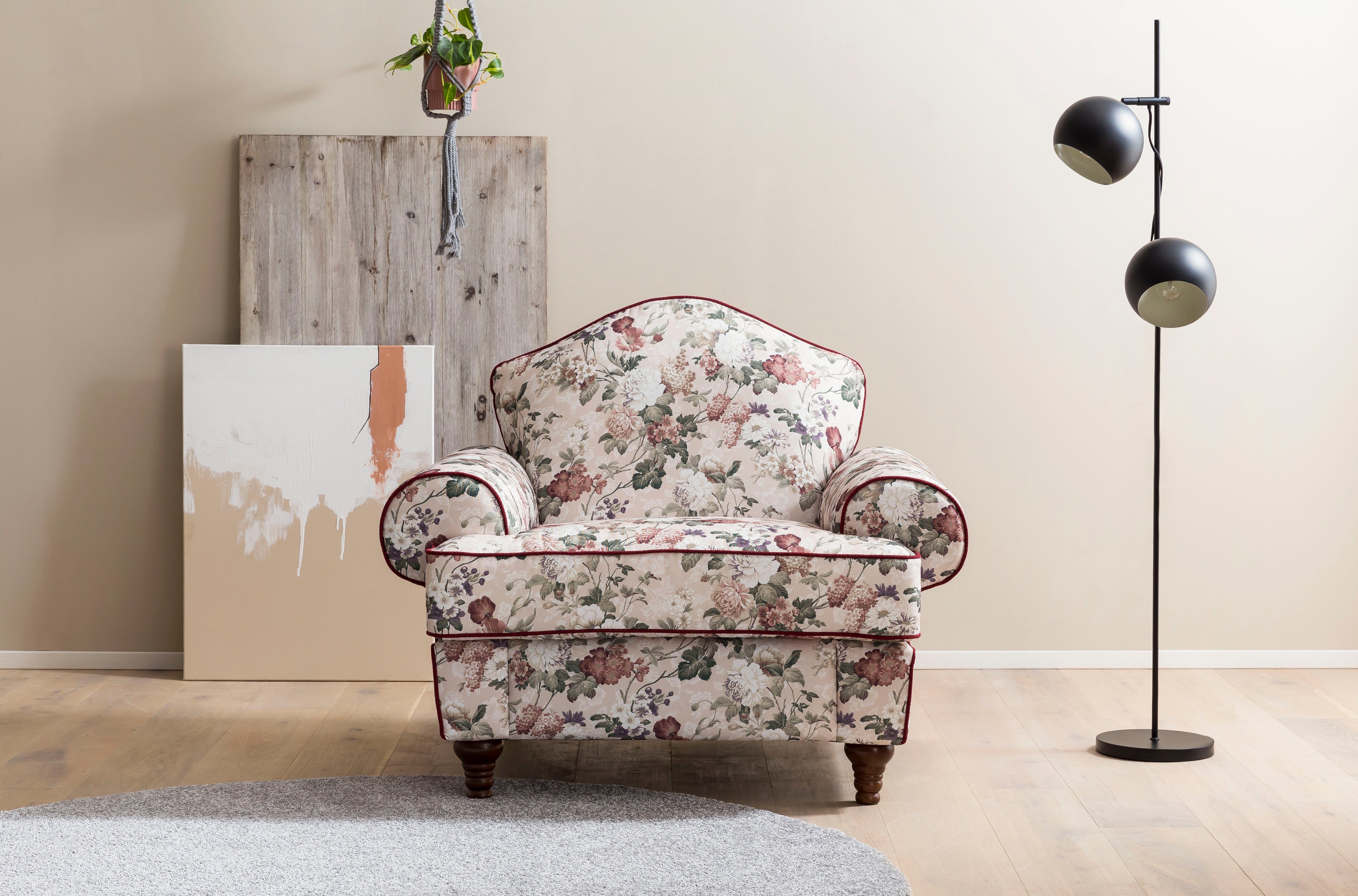 Home affaire Fauteuil LUCIENNE met gedraaide houten poten