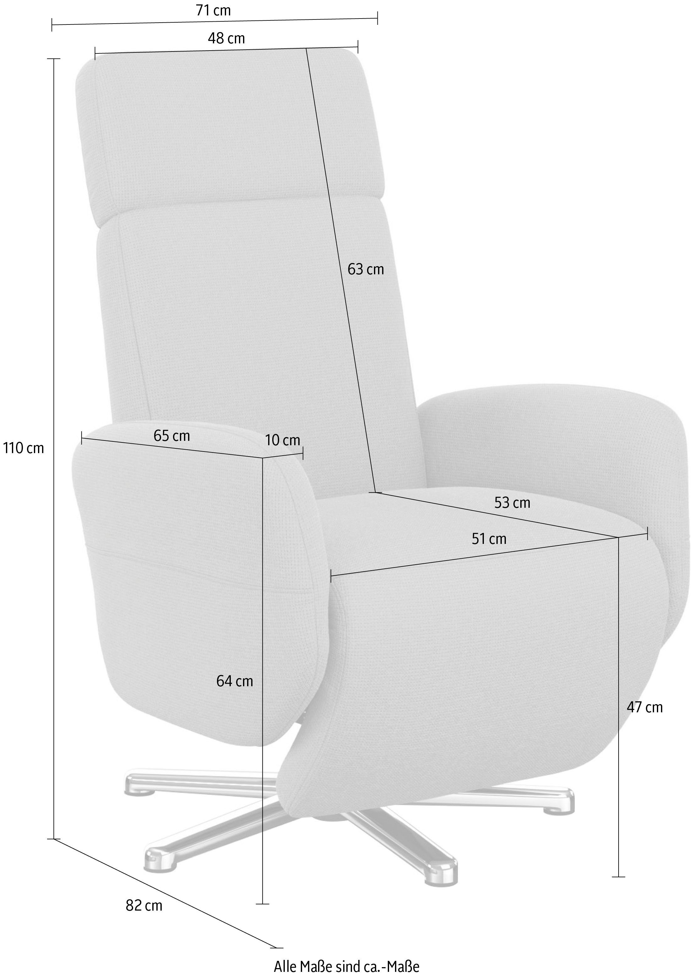 sit&more Relaxfauteuil Grenoble, incl. hoofdsteunverstelling en bekabelde afstandsbediening