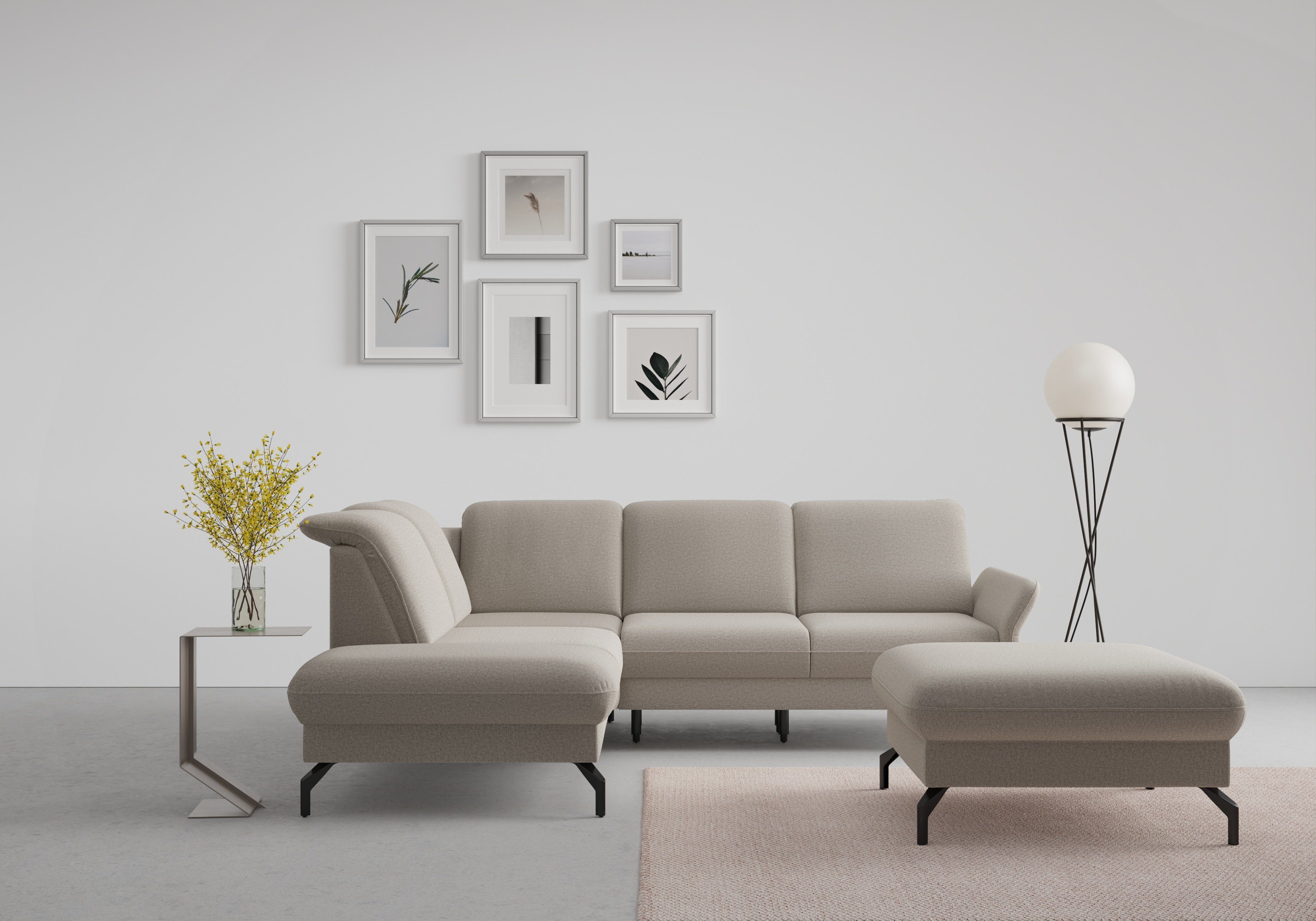 sit&more Hoekbank Fashion L-vorm naar keuze met verstelbare hoofdsteun en uittrekzitting, motorisch beige, hoekbanken, Met verstelbare hoofdsteun-met