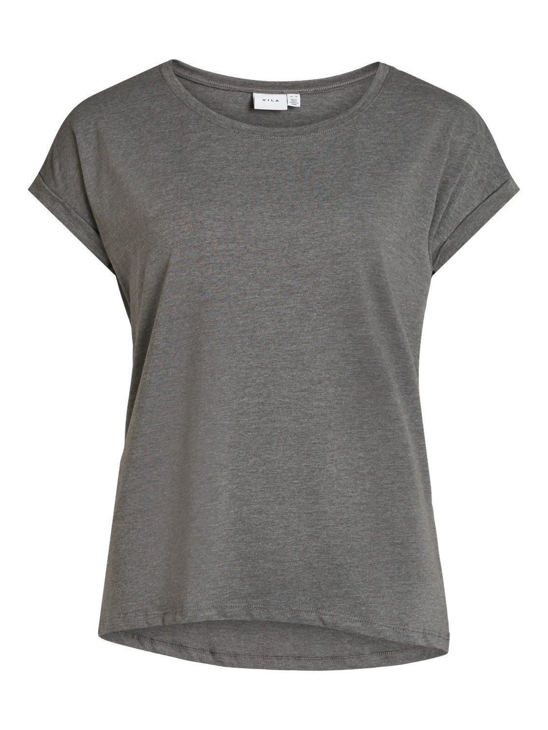 Vila Shirt met ronde hals VIDREAMERS NEW PURE T-SHIRT/SU-NOOS Basic dames T-shirt met ronde hals en omgeslagen mouwen