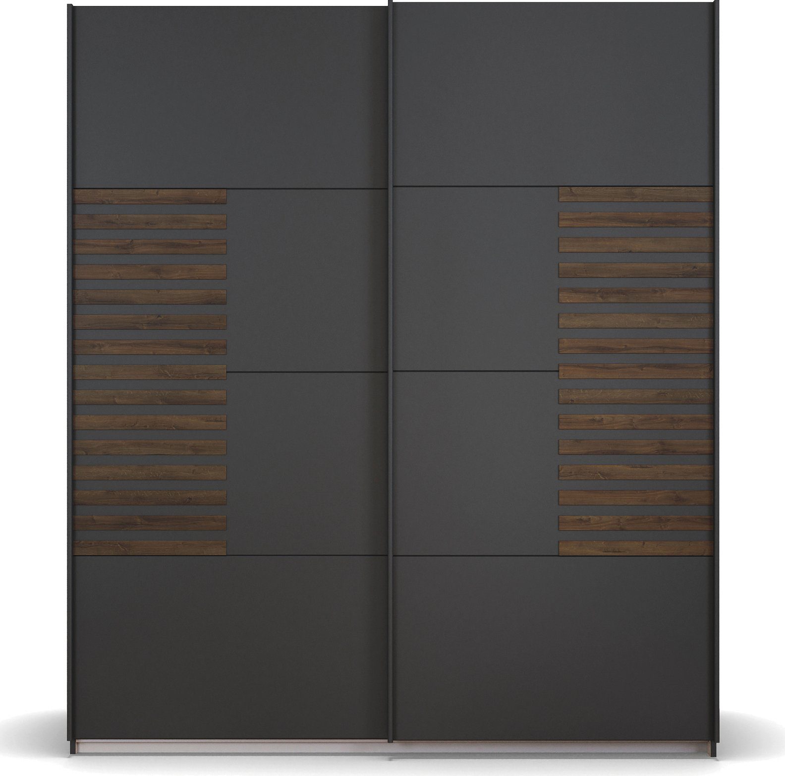 rauch Zweefdeurkast Kledingkast Kast Garderobe Slaapkamerkast BAREA Front met oplage in moderne lamellen-look MADE IN GERMANY