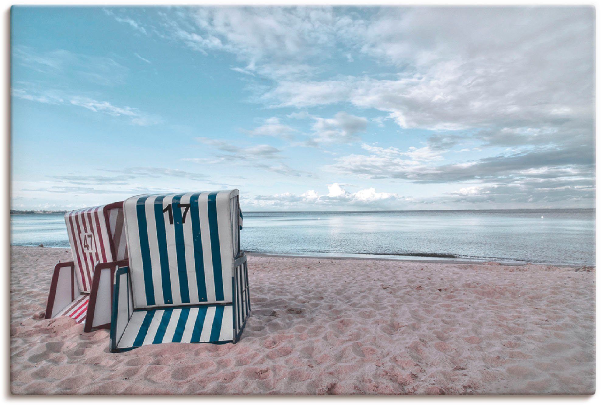 Artland Artprint Eenzame strandstoelen aan het Ostseestrand als artprint op linnen, poster in verschillende formaten maten foto schilderijen maat 90