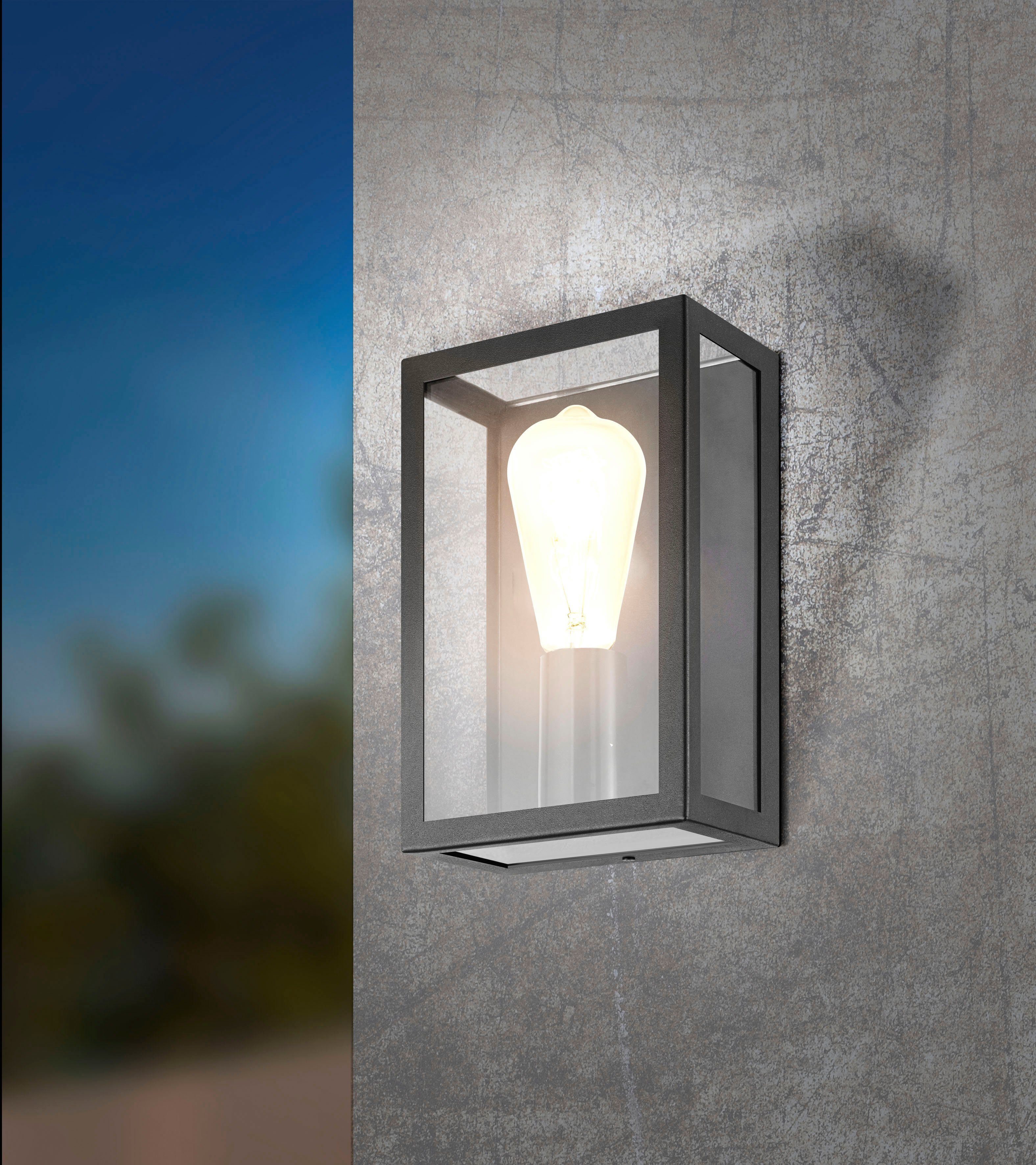 EGLO Wandlamp voor buiten ALAMONTE 1 zwart / l17 x h26 x b26 cm / spatwaterdicht / rustiek