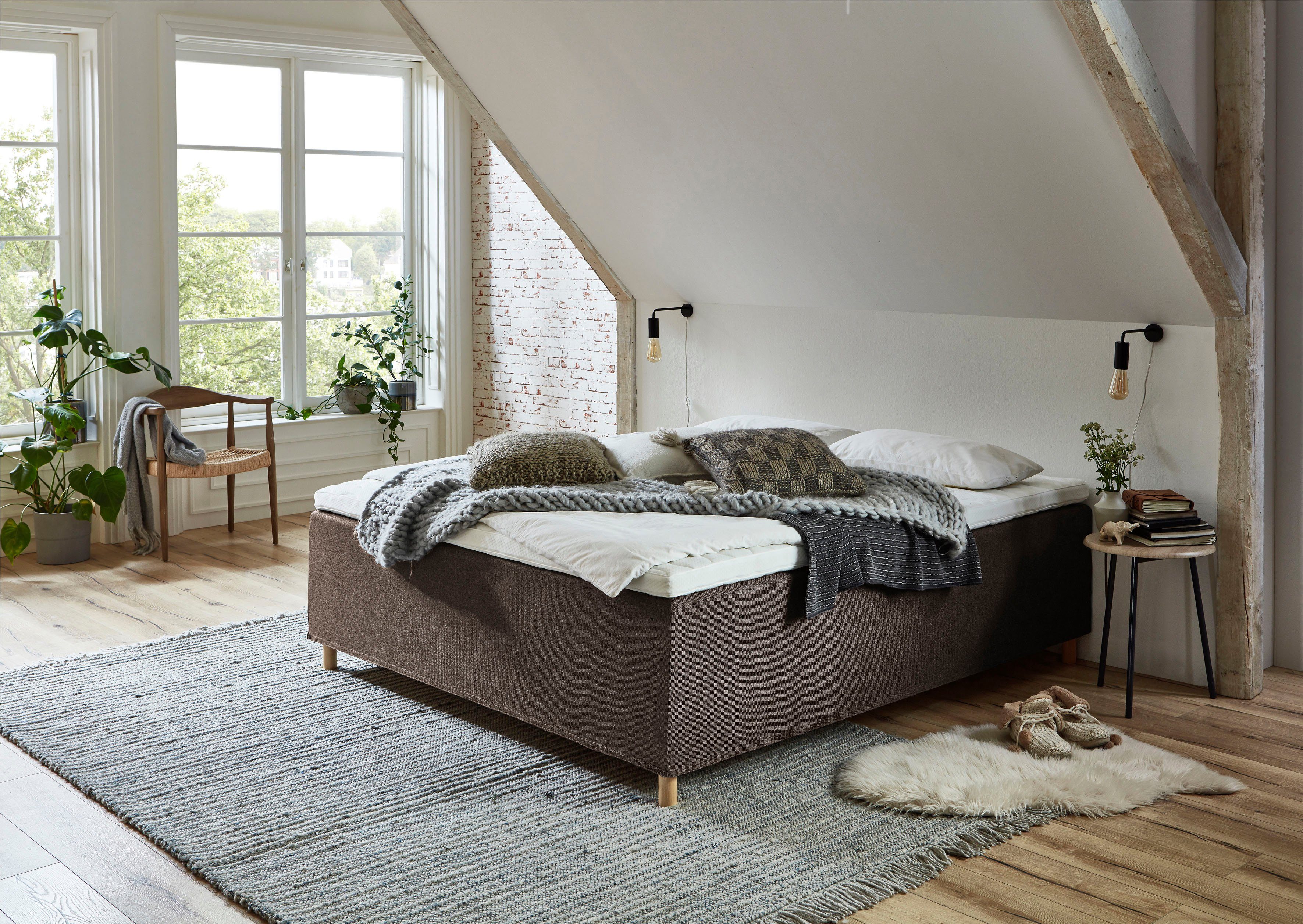 Home affaire Boxspring Thorsby Boxbed zonder hoofdbord, vrij plaatsbaar, voor schuine plafonds boxsprings bruin