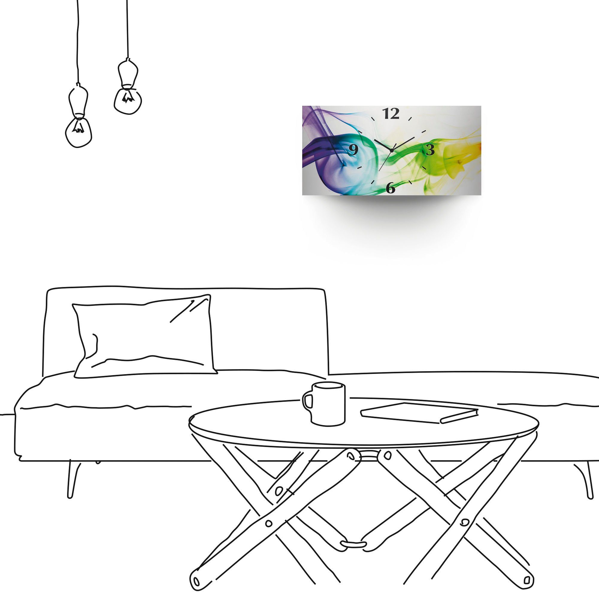 Artland Wandklok Rook - abstract 3d-look geschulpt, met kwarts- of radiografisch uurwerk, verschillende maten