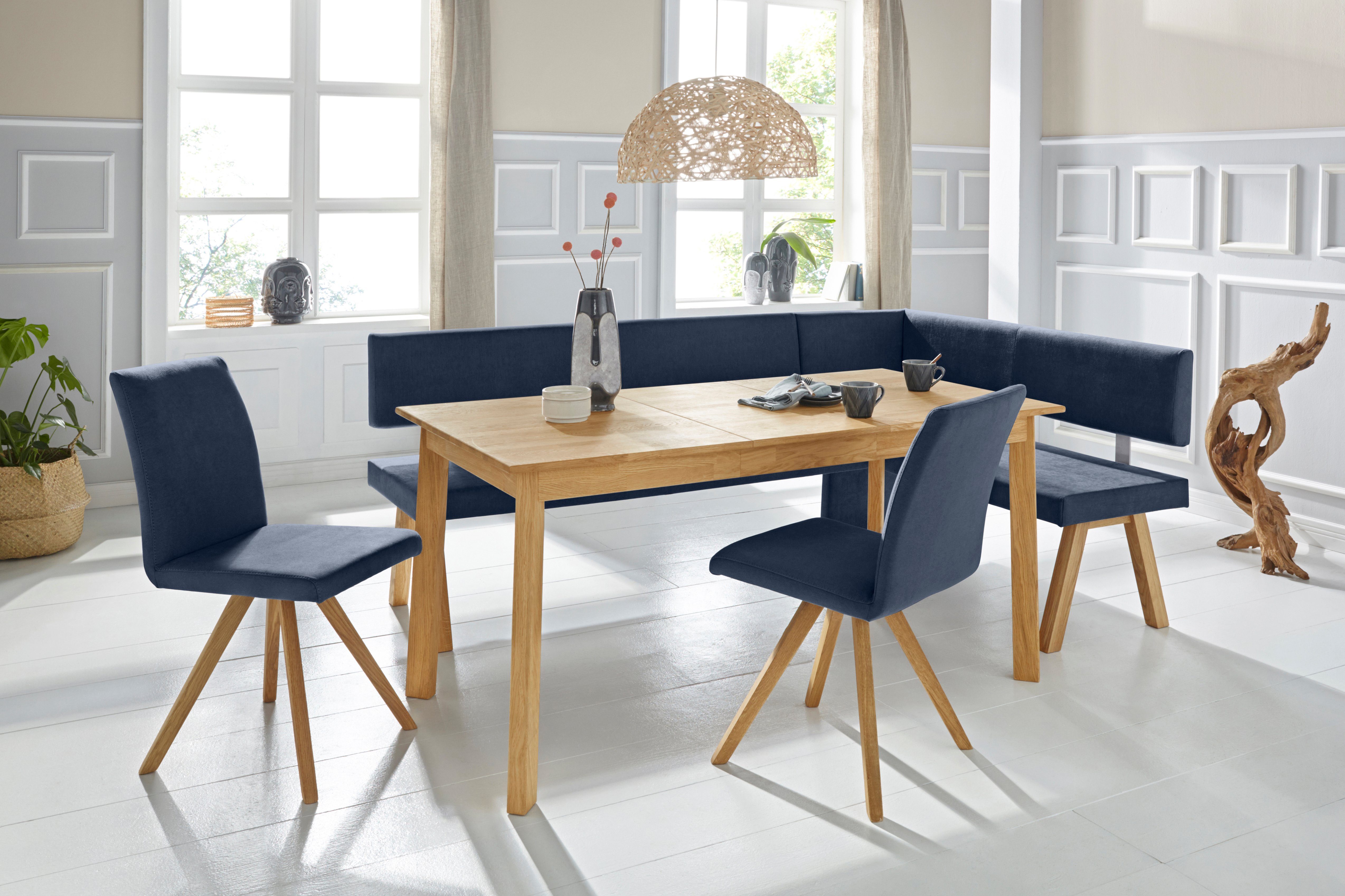 Home affaire Hoekbank Rio Massief hout in eiken geolied, eetkamerbank comfortabel gestoffeerd