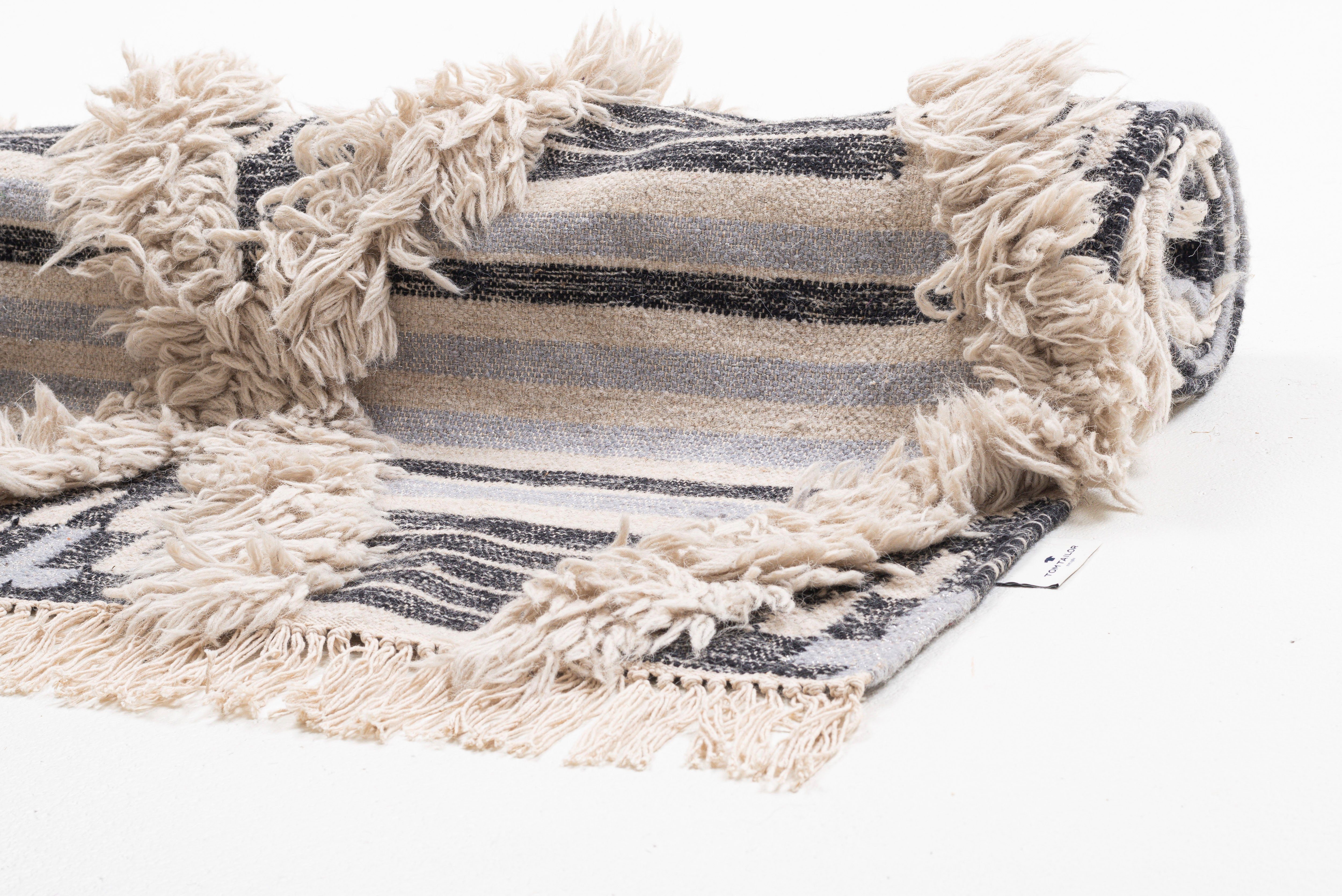 TOM TAILOR HOME Vloerkleed Cozy Kelim met de hand geweven, met franje, boho-stijl