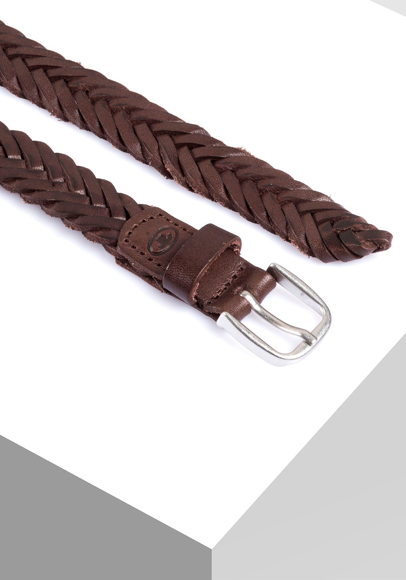 Tom Tailor Gevlochten riem TTCLAUDETTE 2 cm brede damesriem, traploos verstelbaar, echt leer